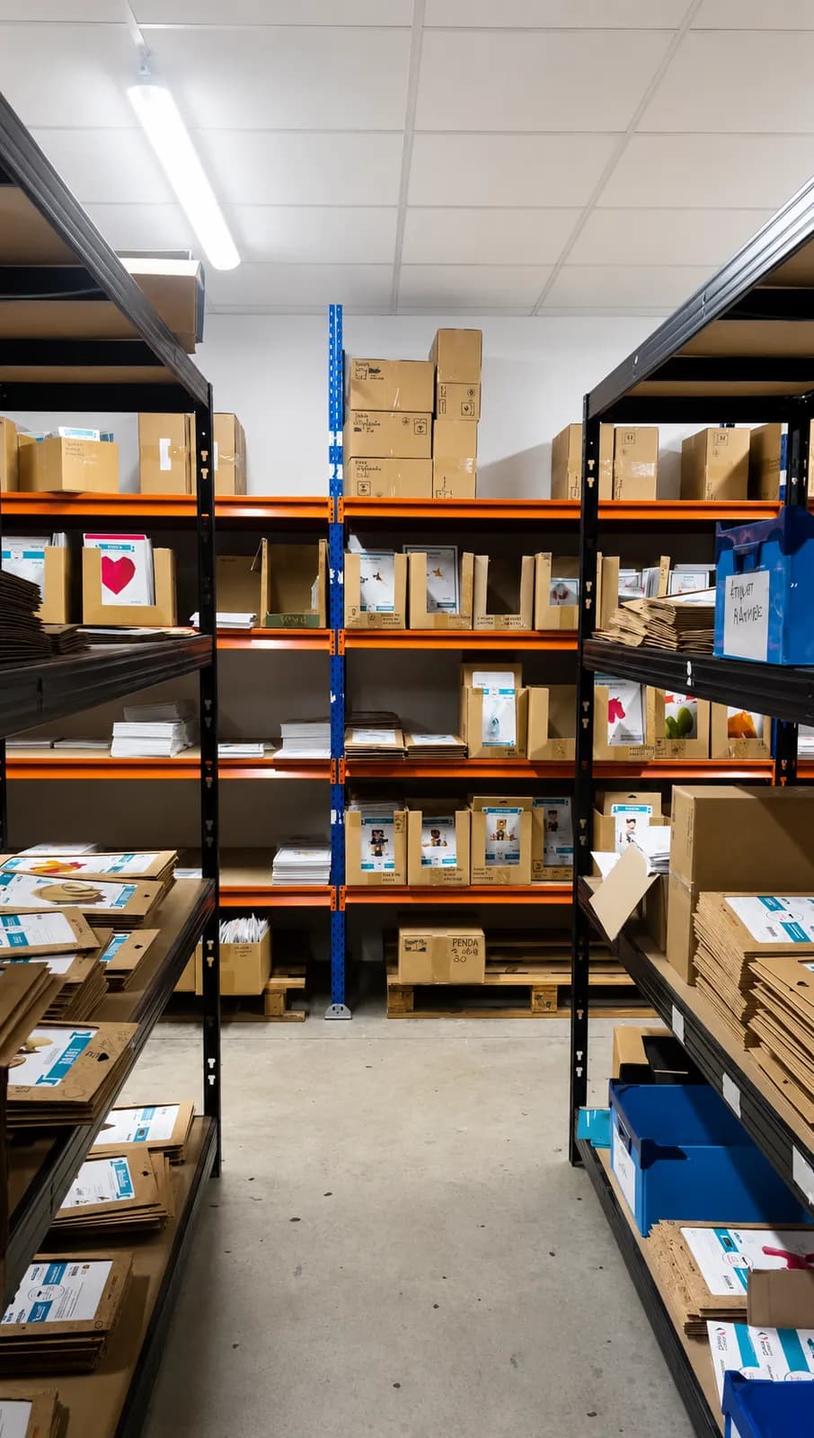 Les allées de stockage des produits Agent Paper