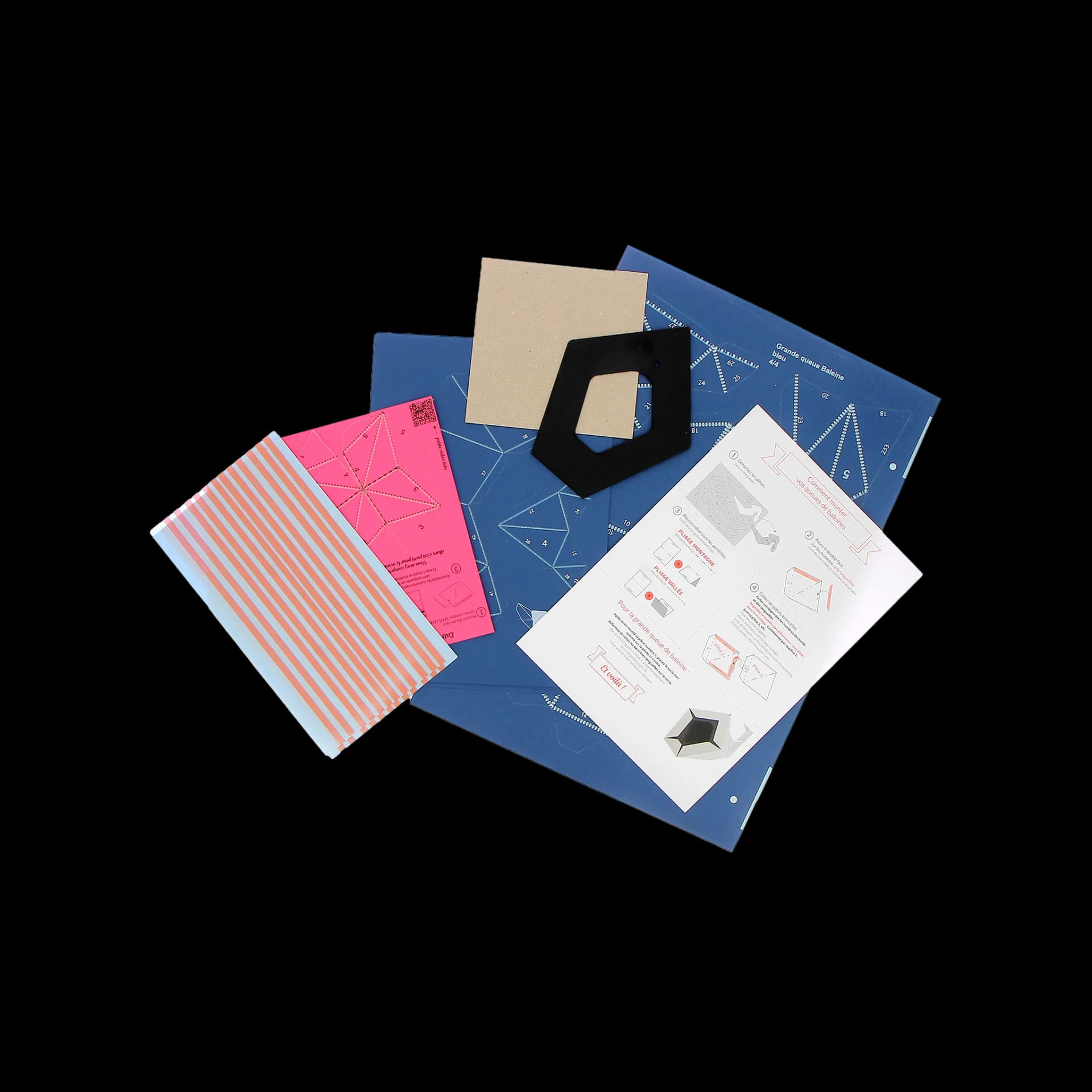 Packaging ouvert des queues de baleines en papier