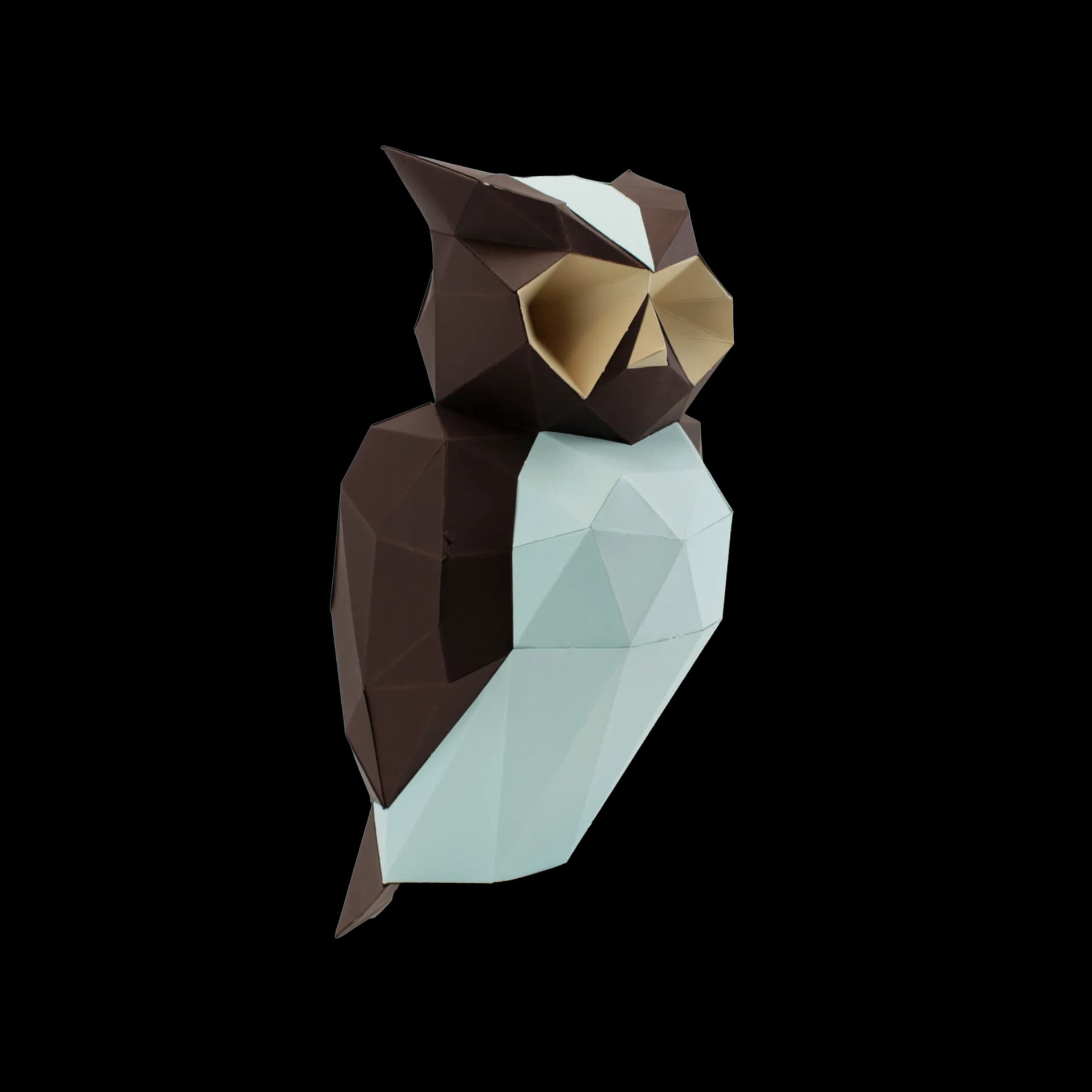 Décoration origami 3D en papier d'hibou menthe chocolat