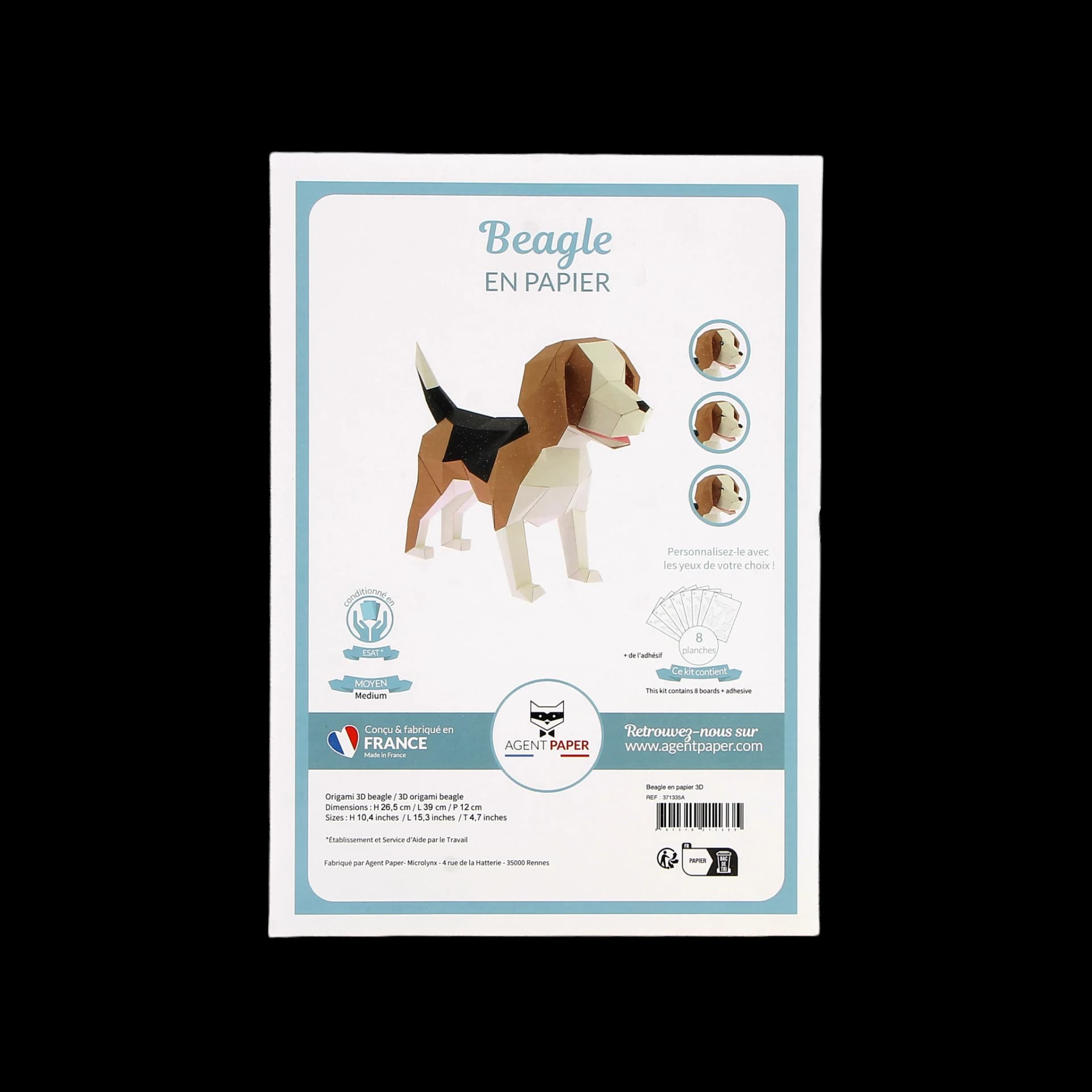 Kit origami 3D en papier de chien beagle