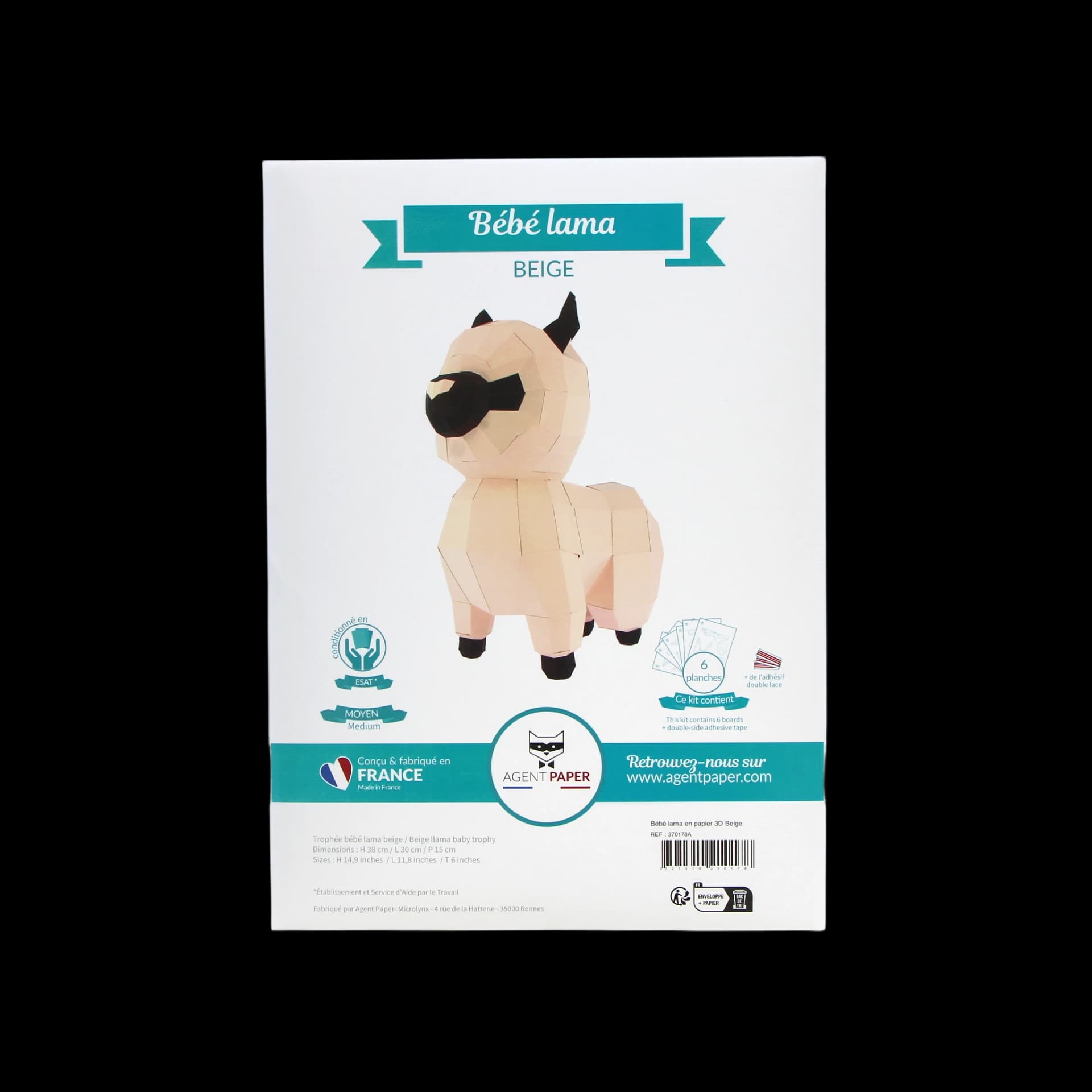 Kit origami 3D en papier de bébé lama beige