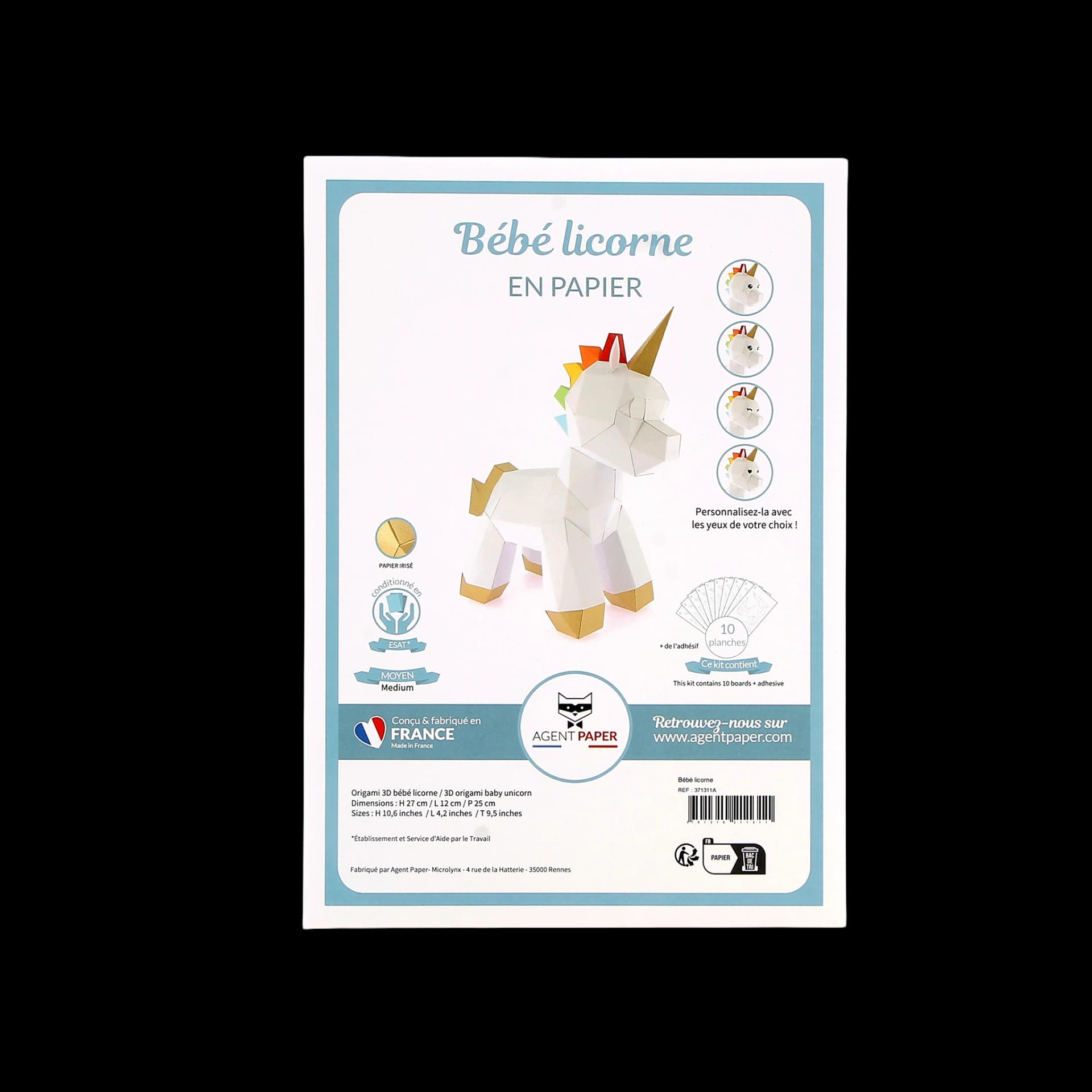 Kit origami 3D en papier de bébé licorne