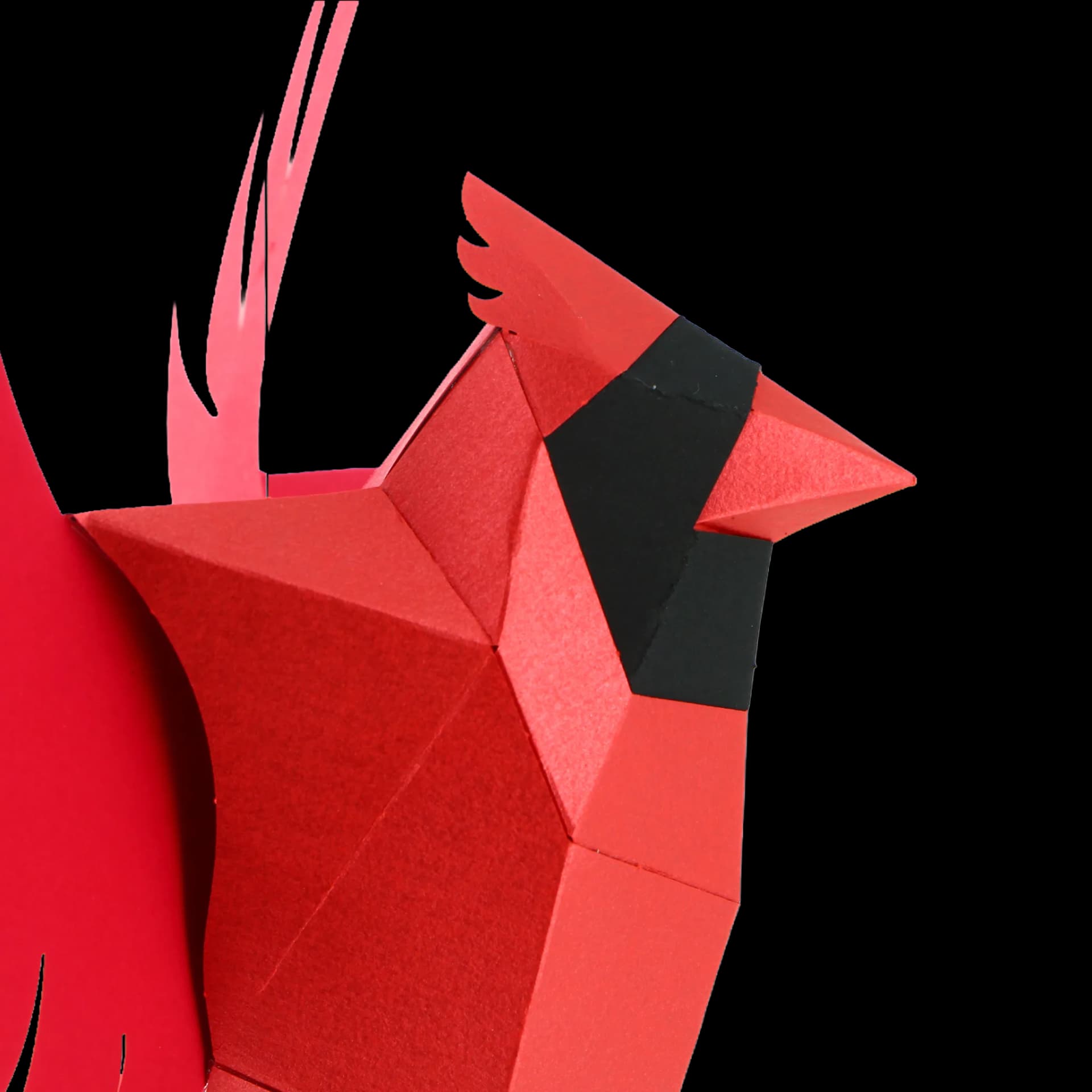 Décoration origami 3D en papier de cardinal zoom produit
