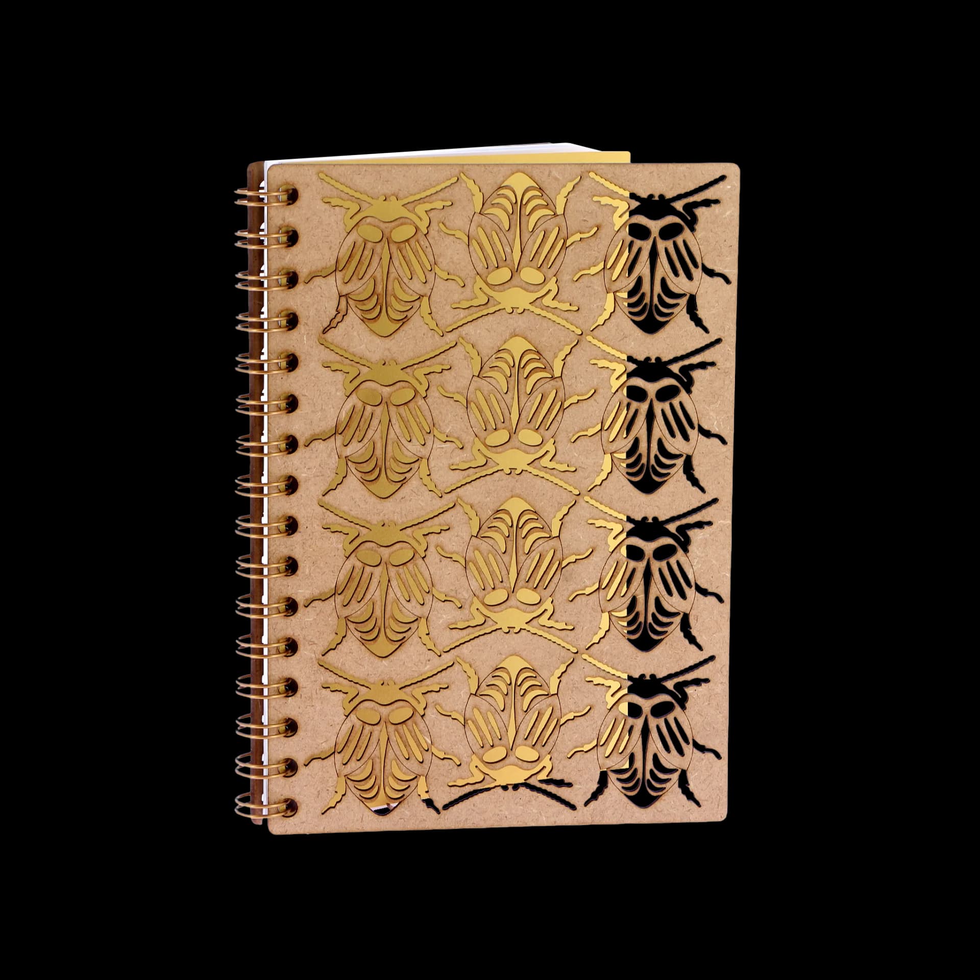 Papeterie couverture en bois de carnet insecte scarabée