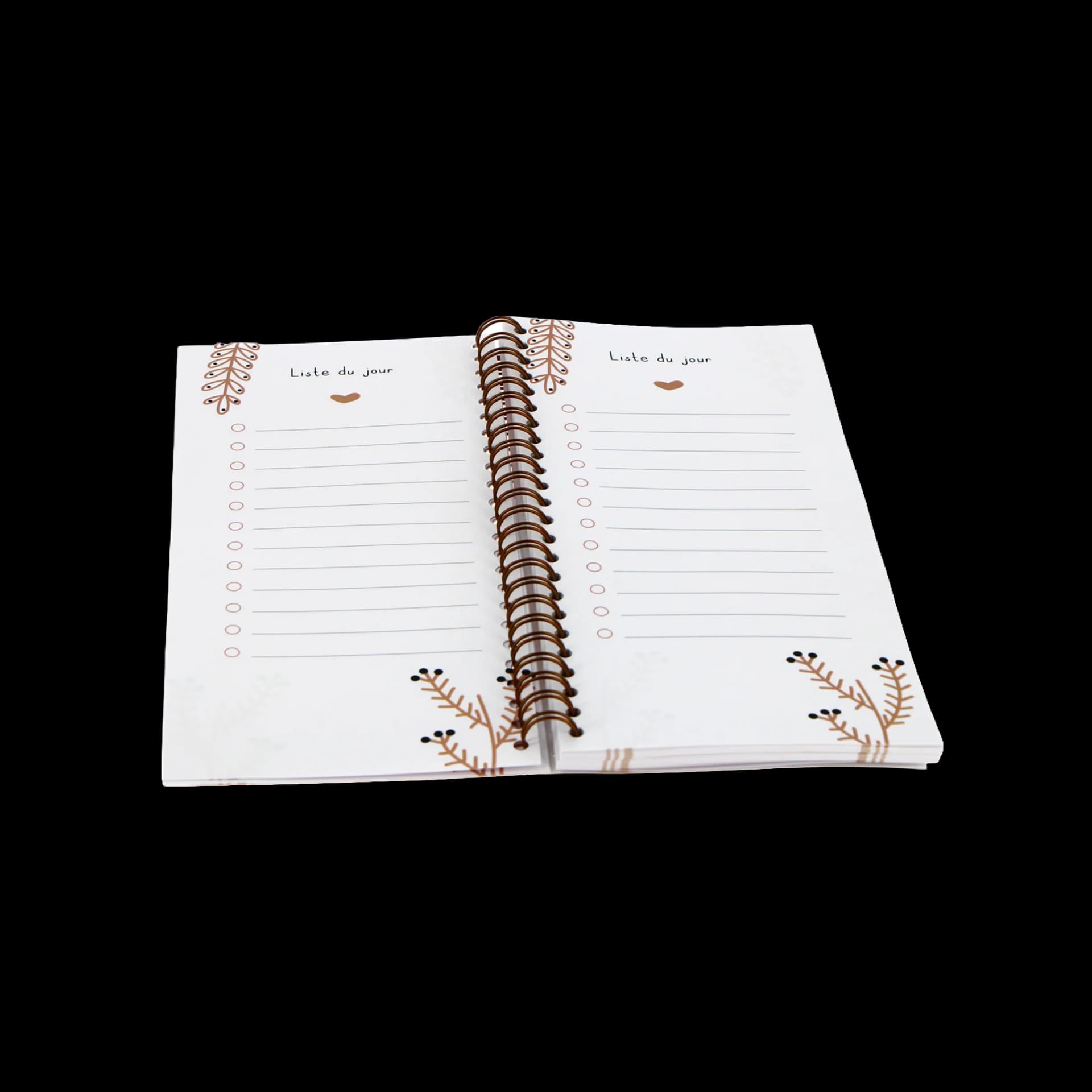 Papeterie page interieur de carnet mes petites listes