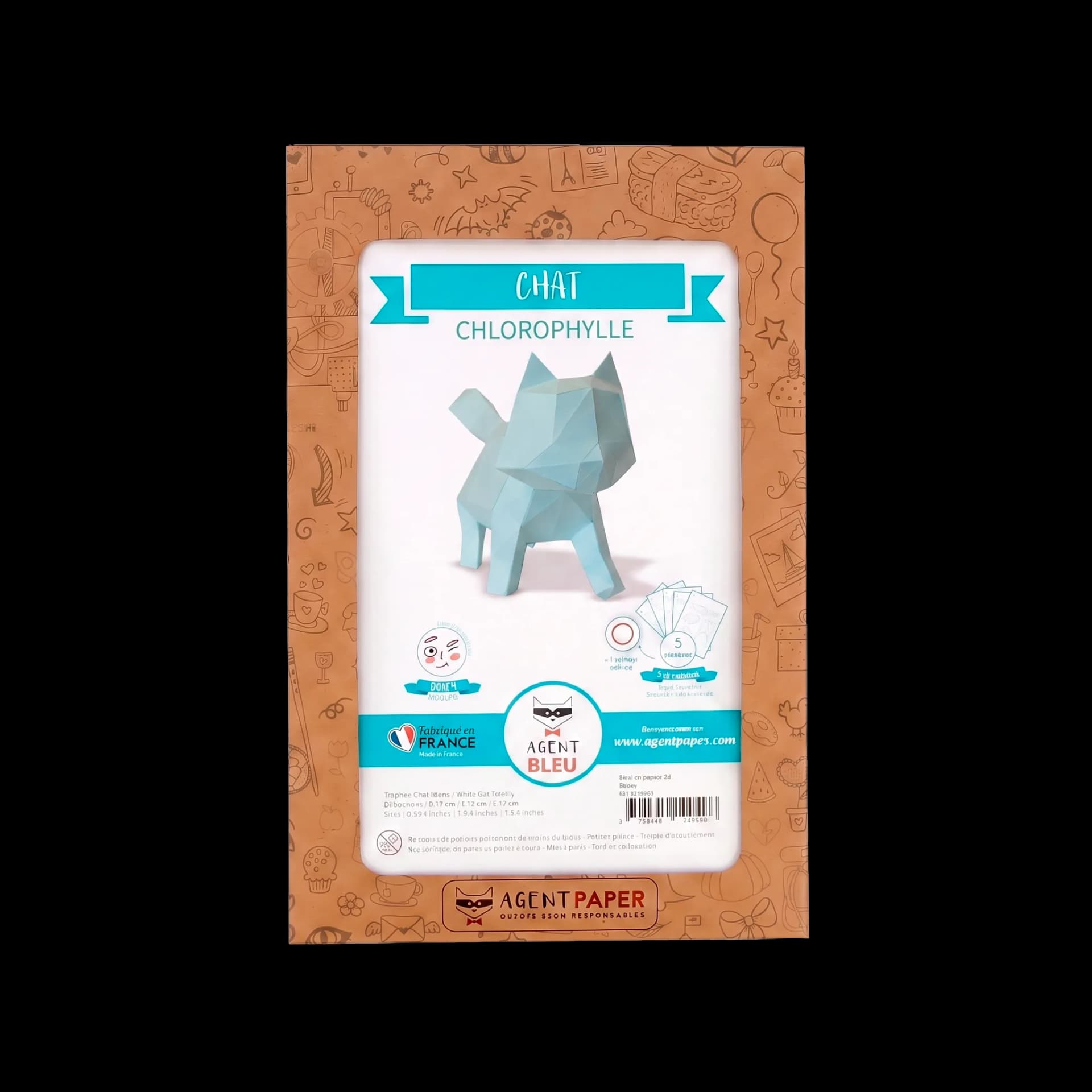 Packaging fermé du Chat en papier 3d CHLOROPHYLLE