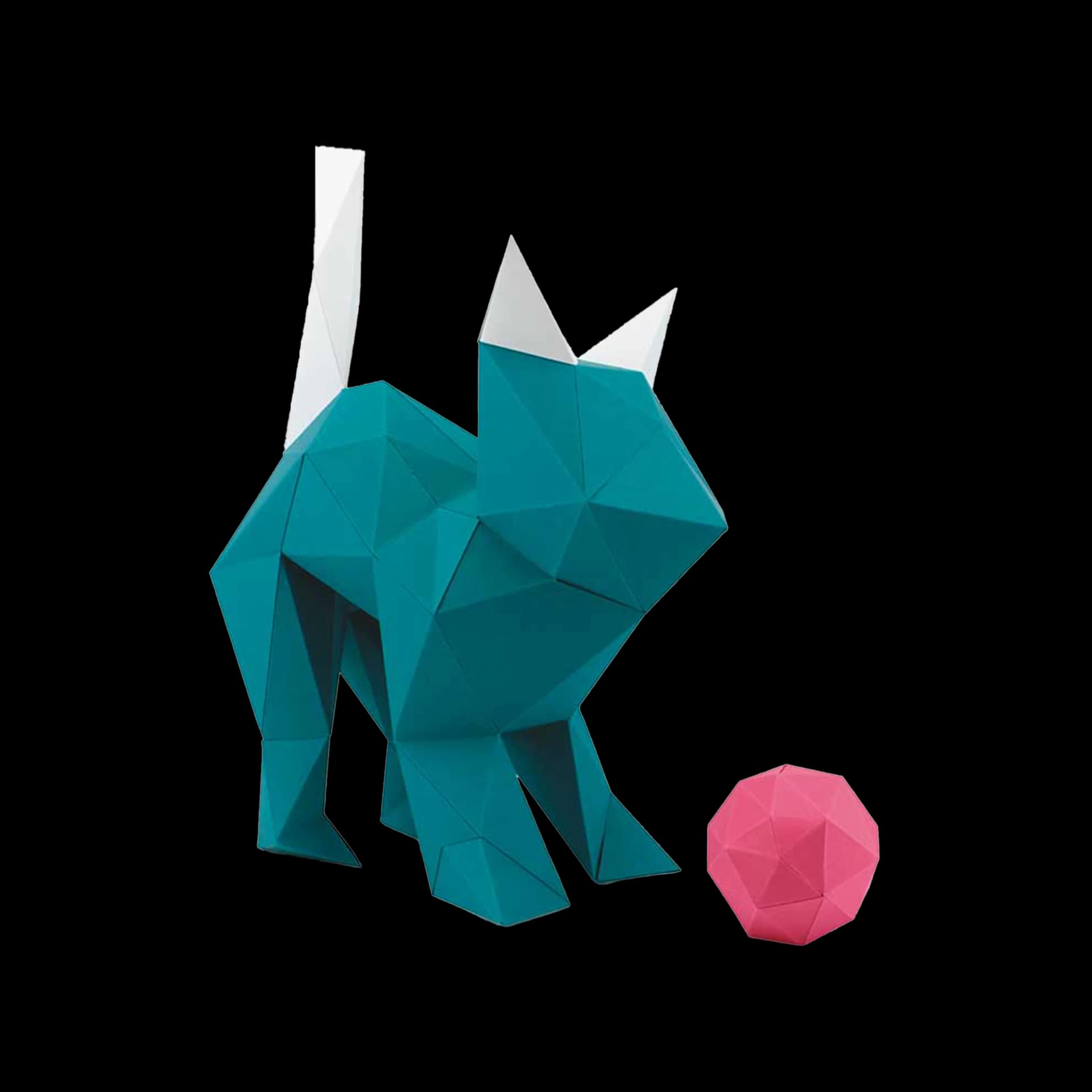 Décoration origami chat en papier Kitty RIVIERA BLUE