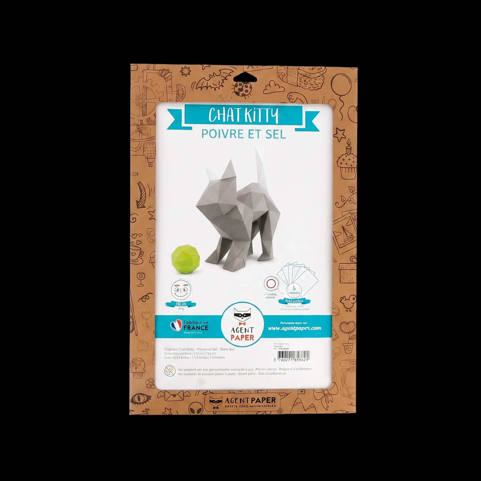 Packaging de Chat en papier Kitty POIVRE ET SEL