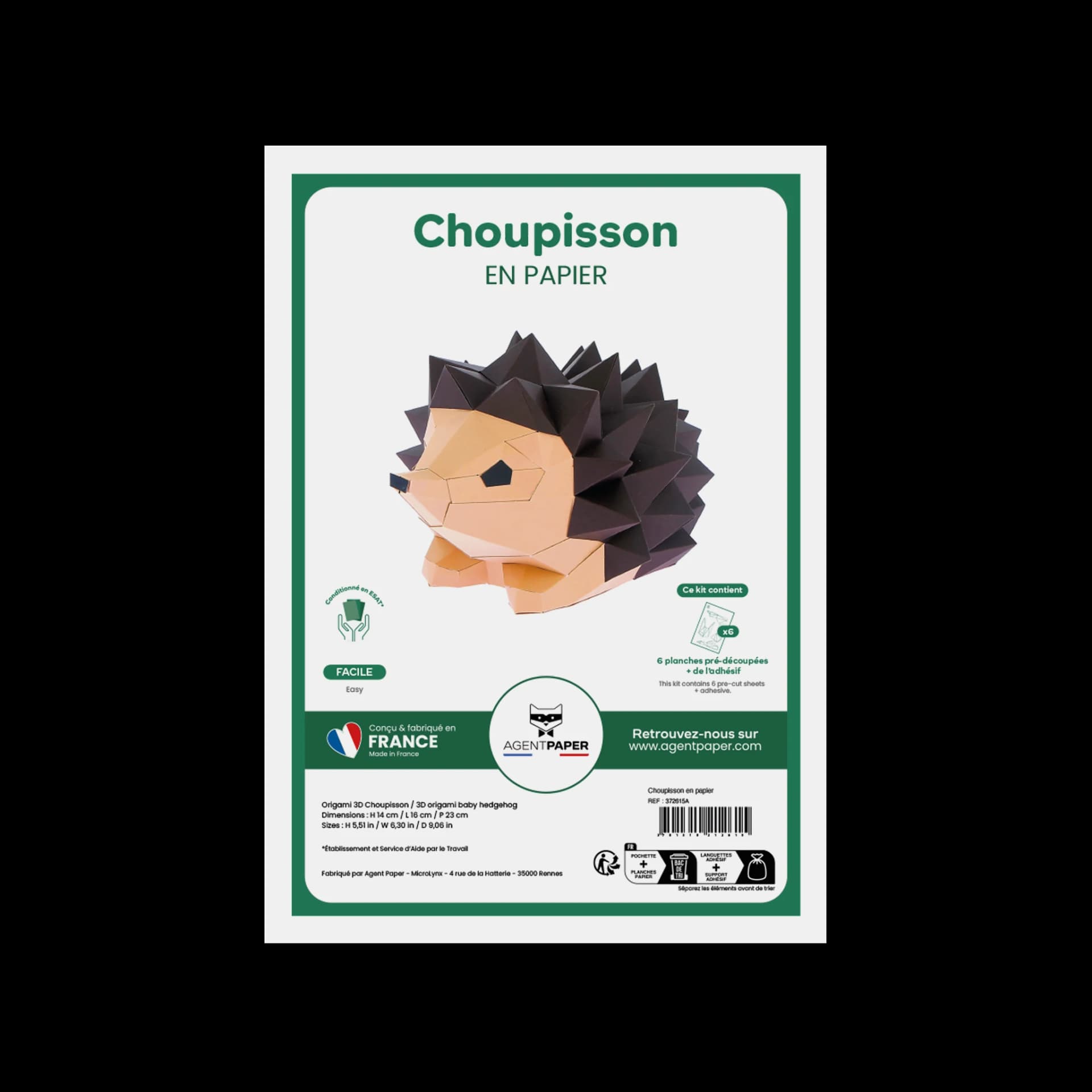 Packaging ouvert de choupisson en papier Marron
