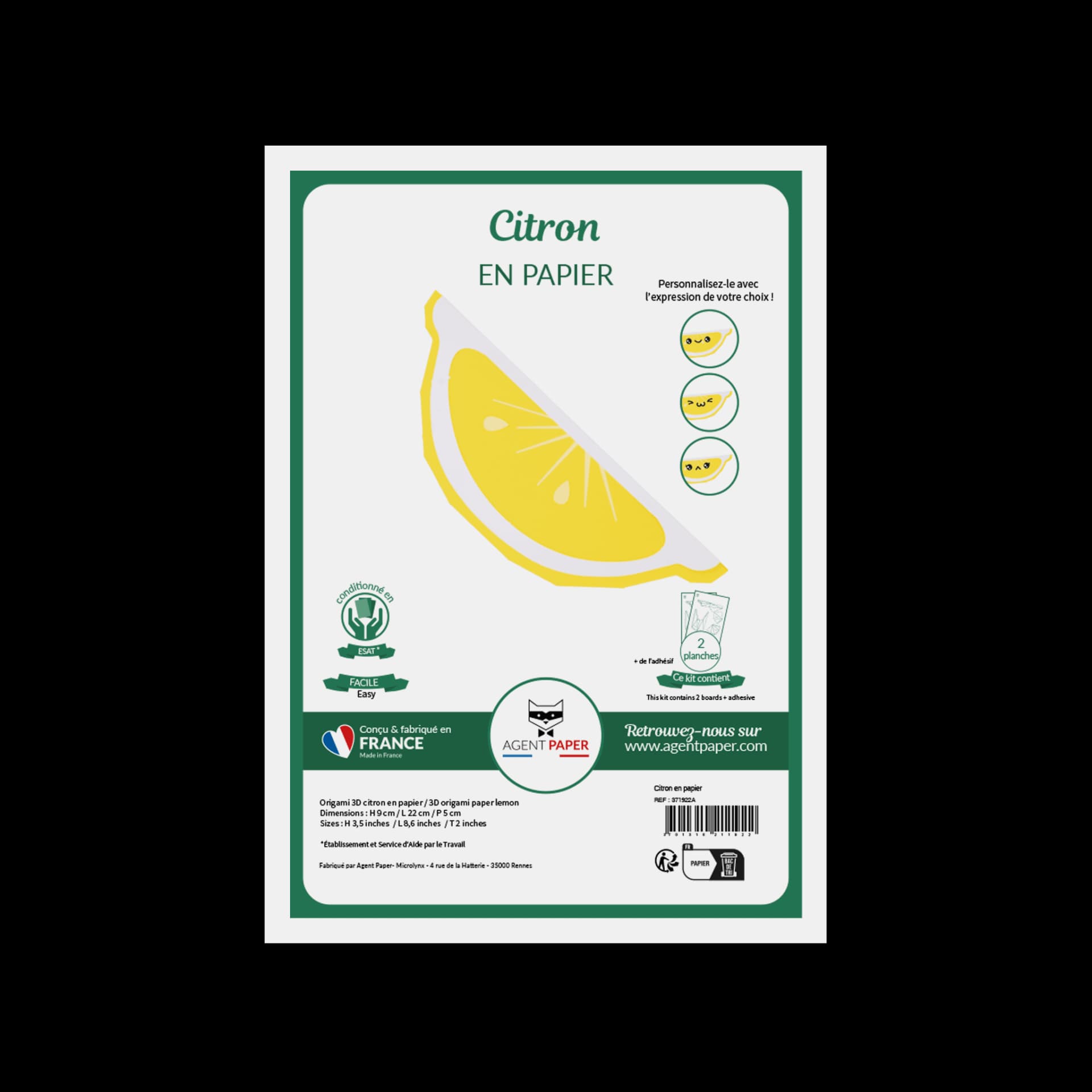 Packaging fermé de Citron en papier
