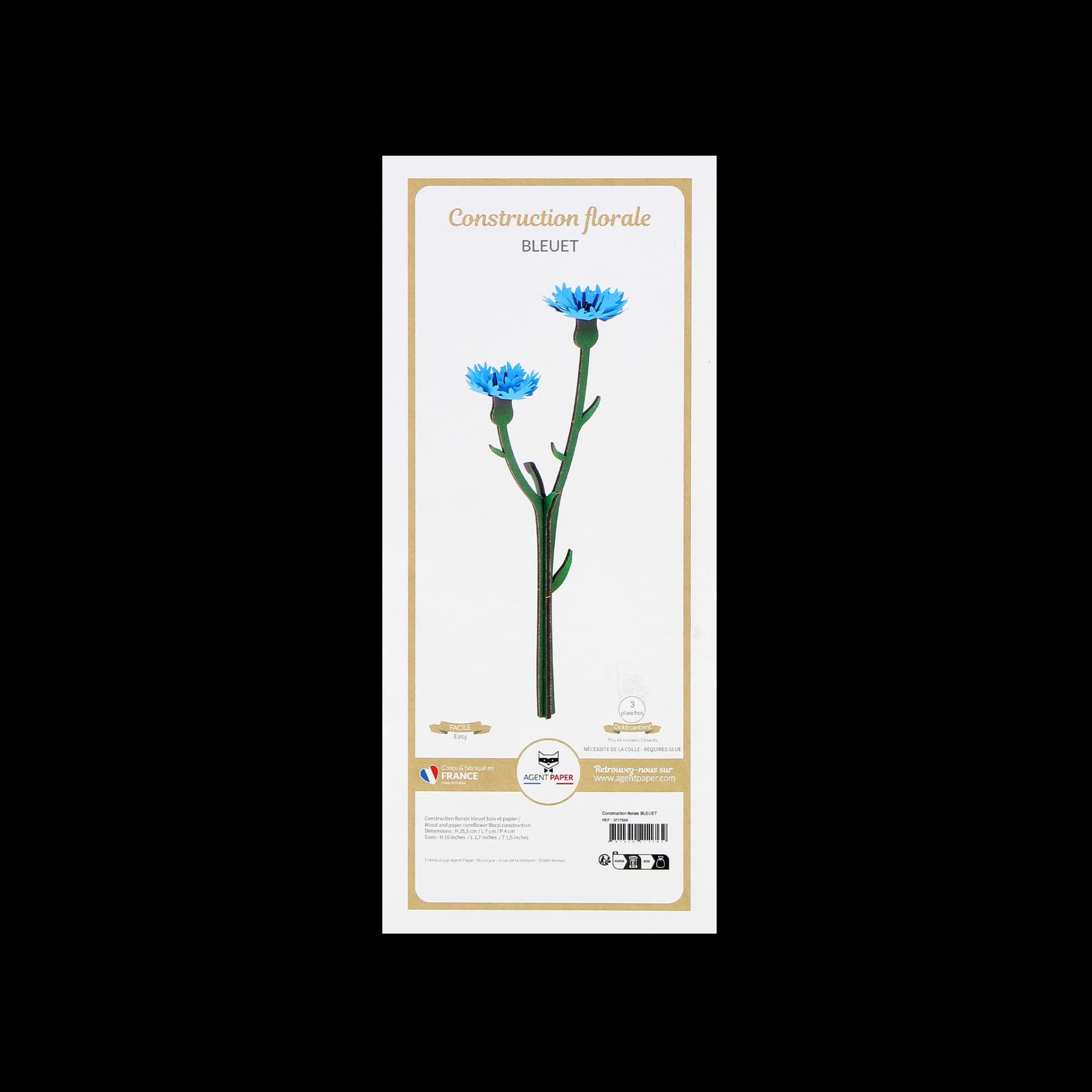 Packaging fermé de construction florale BLEUET