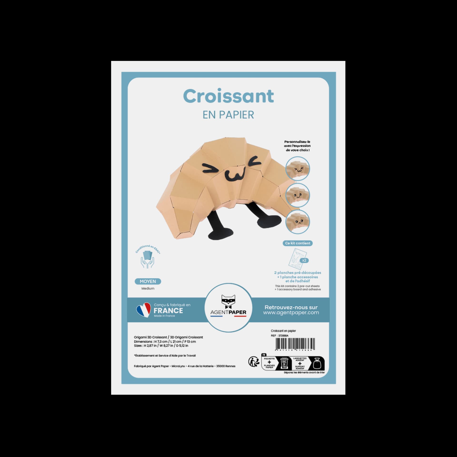 Packaging fermé de Croissant en papier Marron