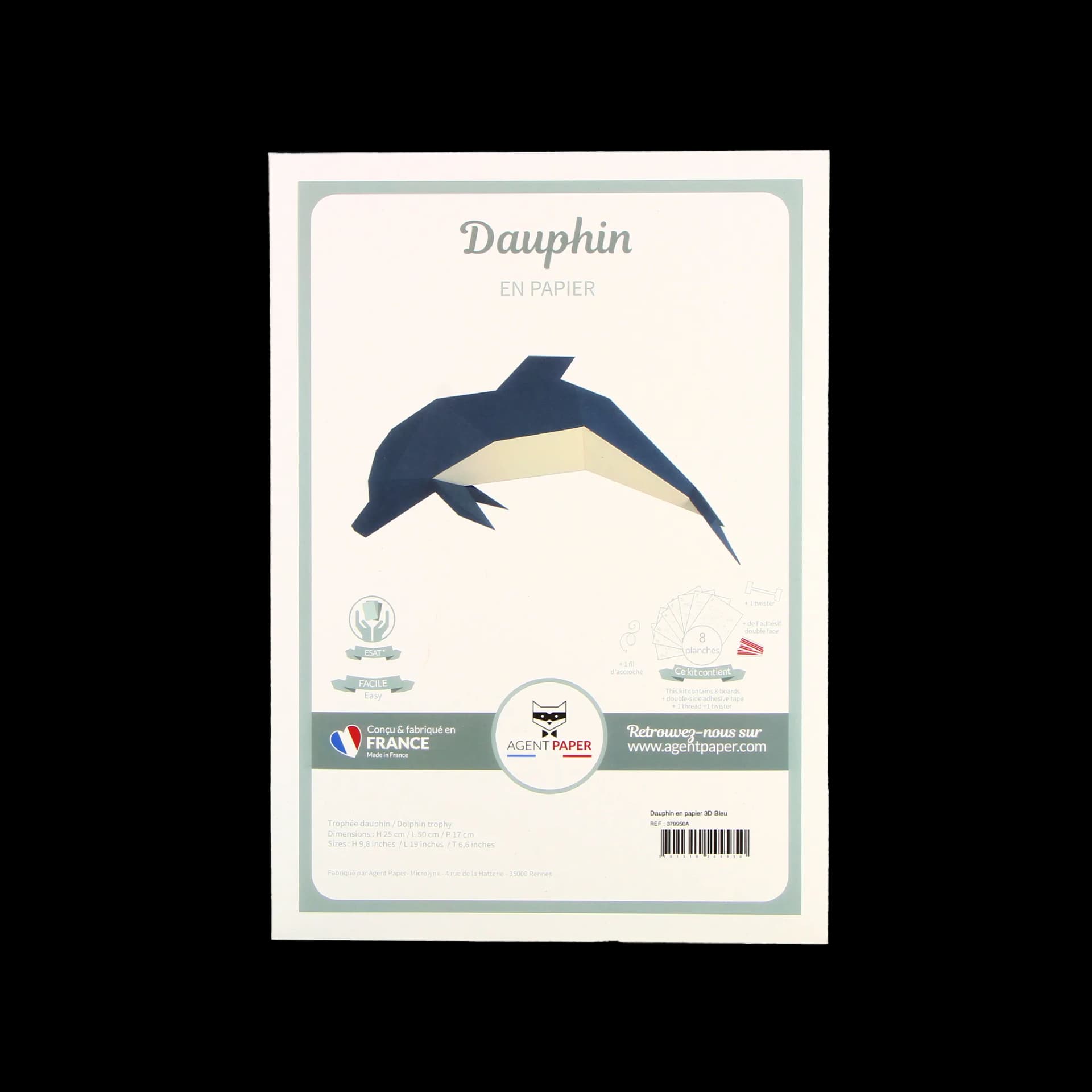 Packaging fermé de Dauphin en papier Bleu