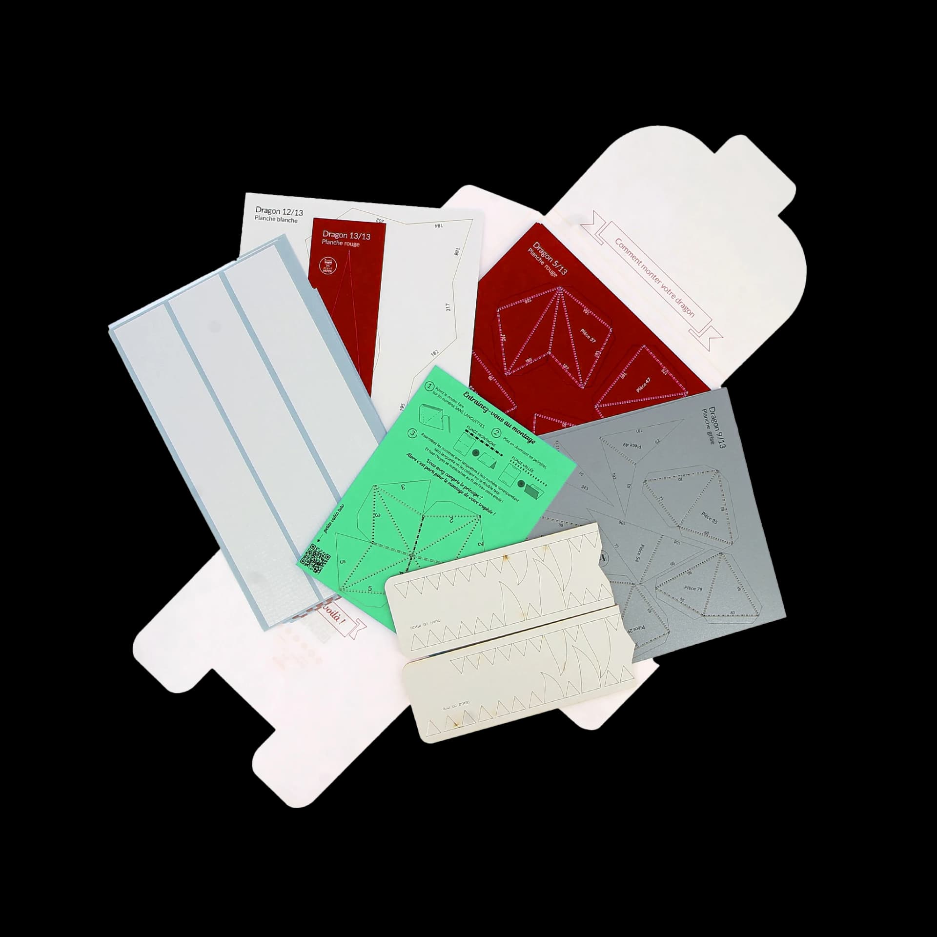 Packaging ouvert de dragon en papier Rouge & gris