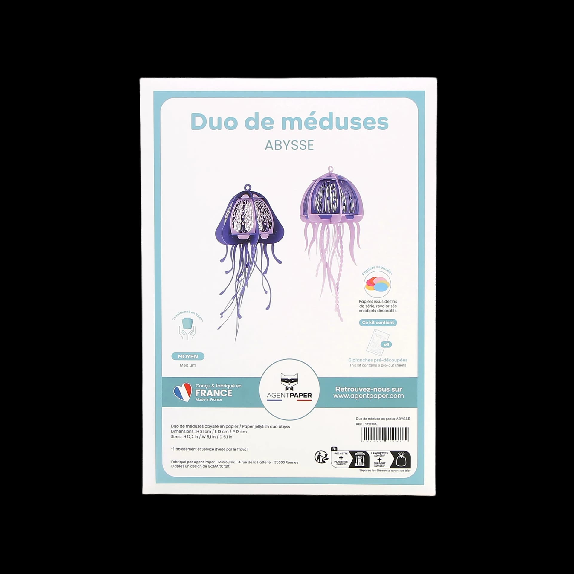 Packaging fermé de duo de méduse en papier Abysse