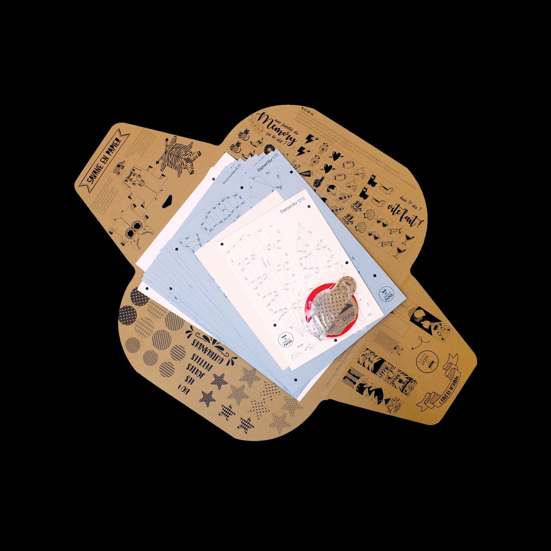 Packaging ouvert de éléphant en papier 3D Gris