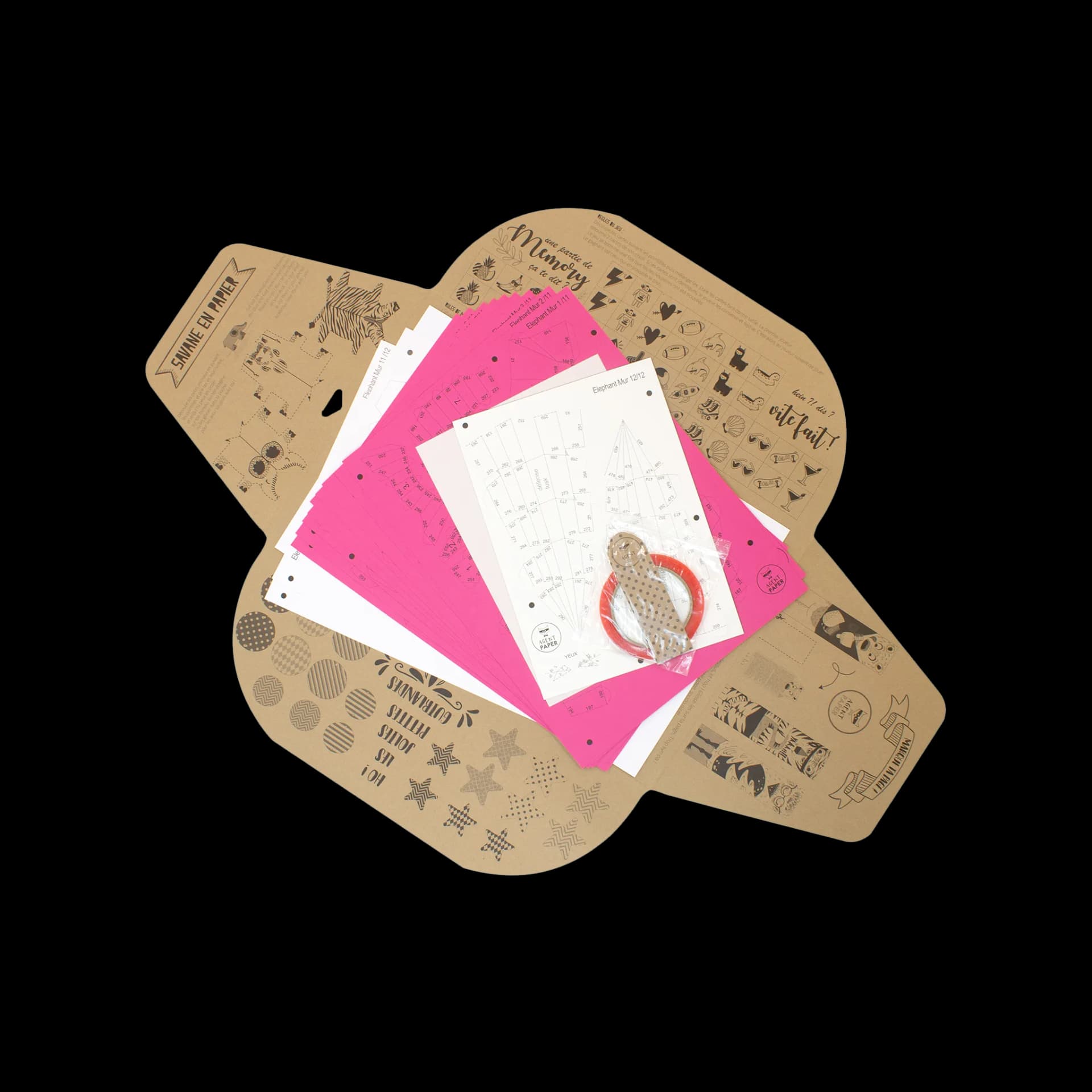Packaging ouvert de éléphant en papier 3D Rose