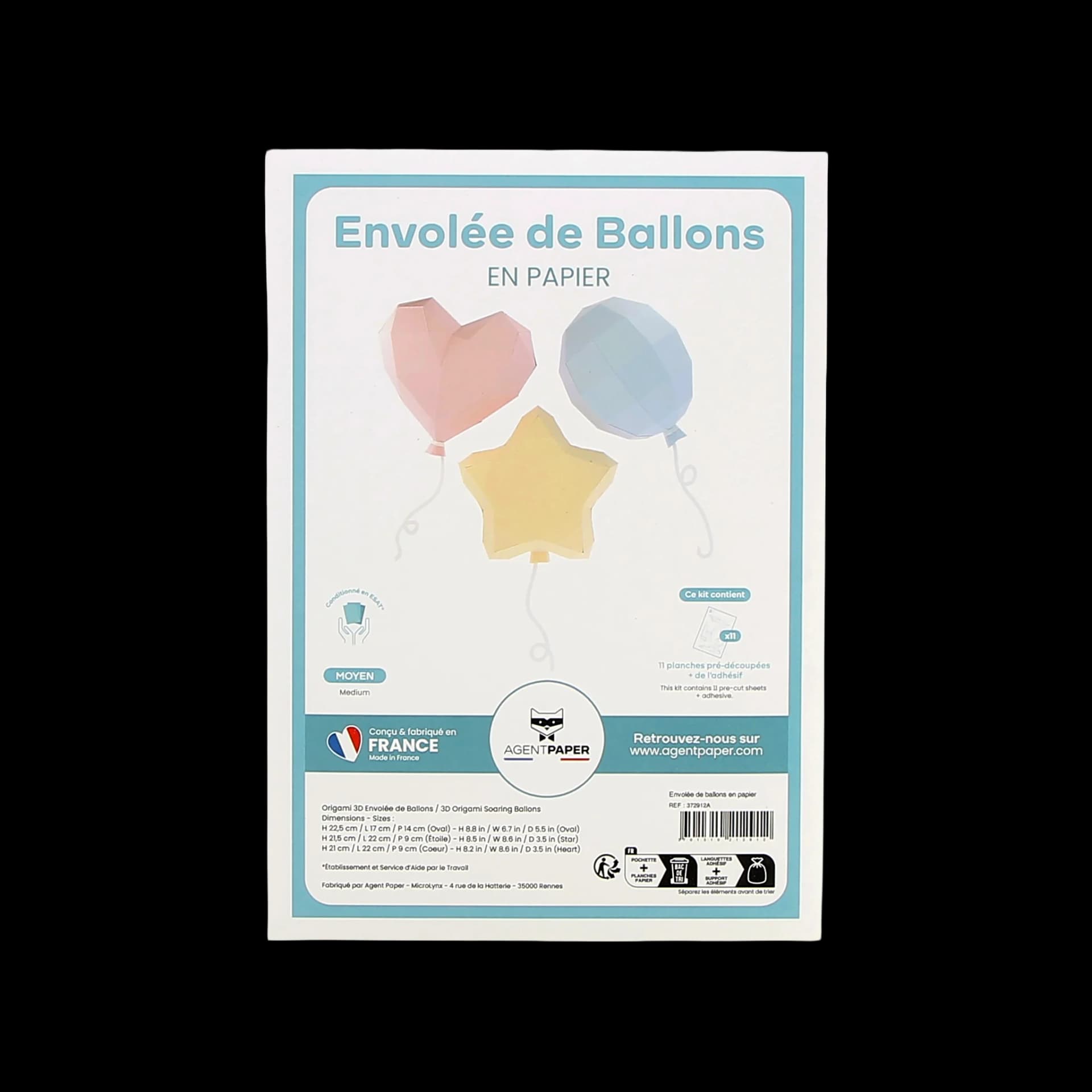 Packaging fermé de envolée de ballons en papier