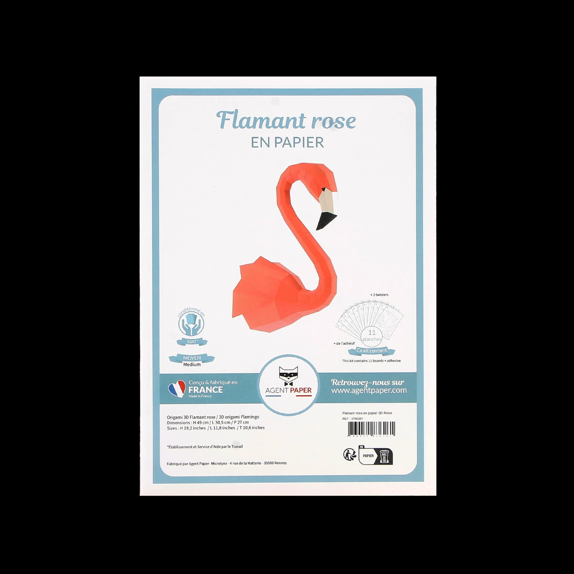 Packaging fermé de flamant rose en papier 3D