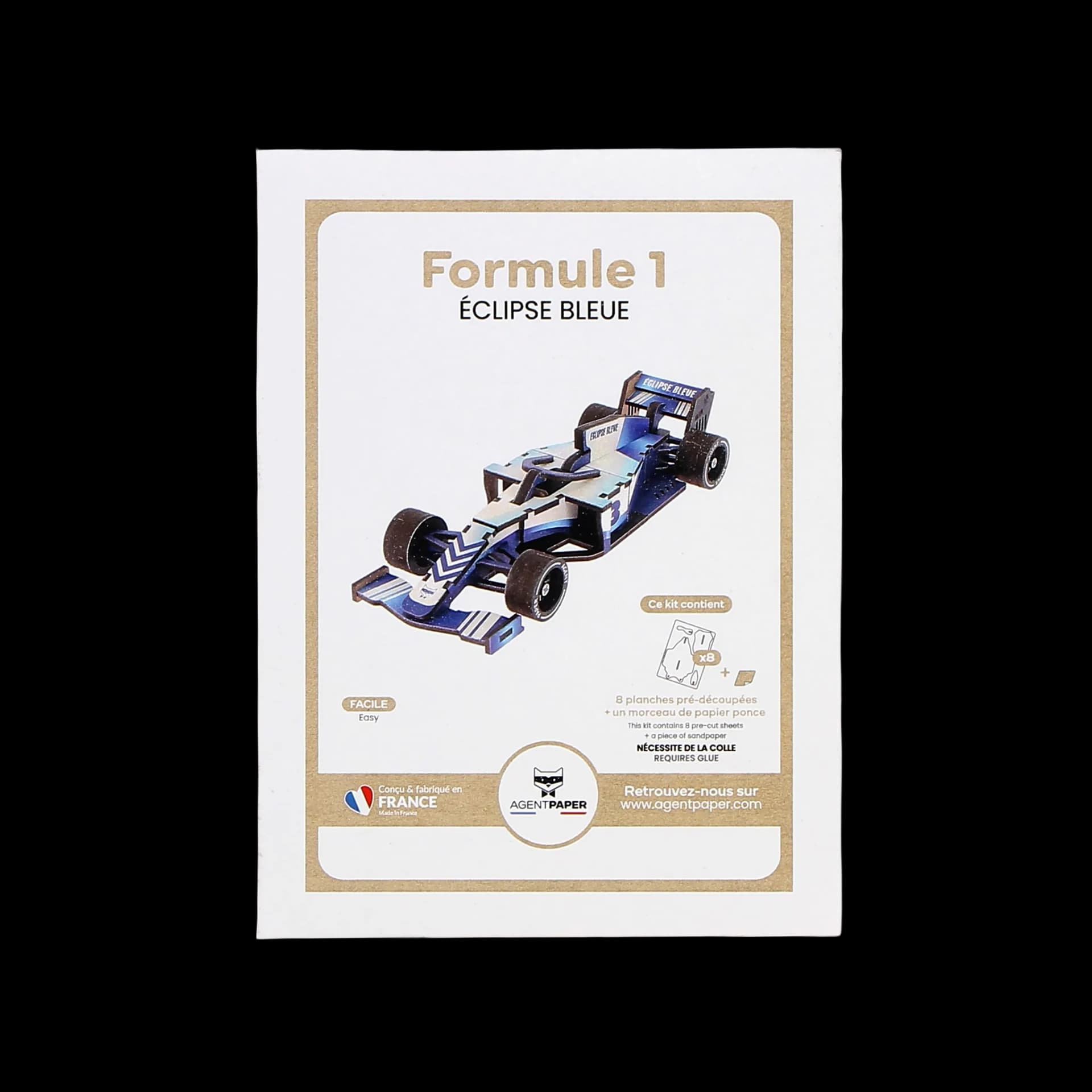 Packaging de Formule 1 en bois Eclipse bleue