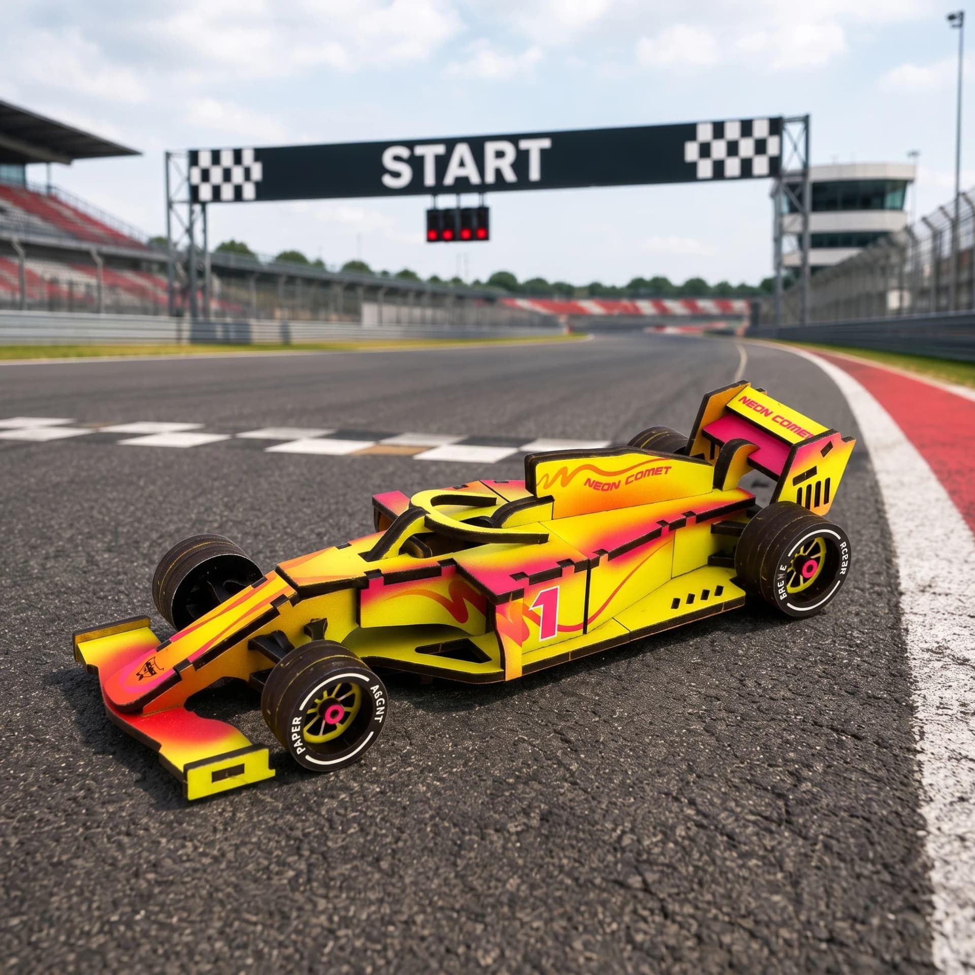 Formule 1 en bois Néon comet en situation