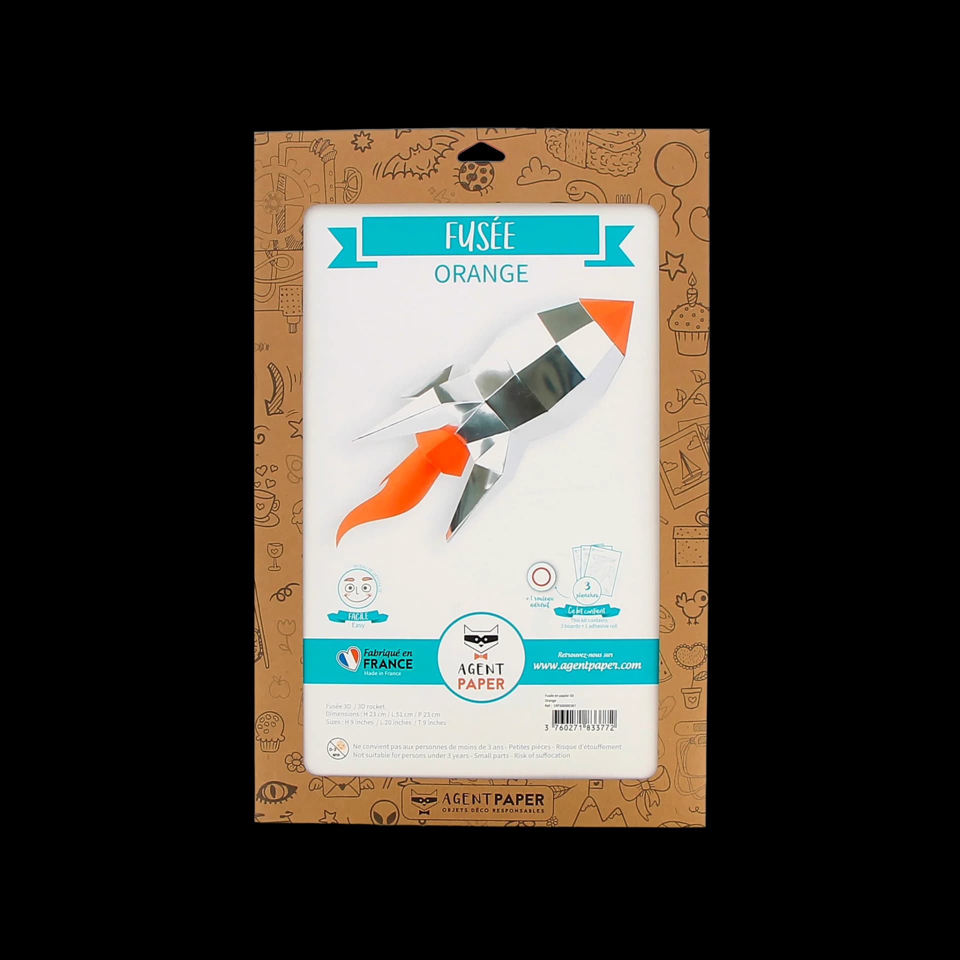 Packaging de Fusée en papier 3D Orange