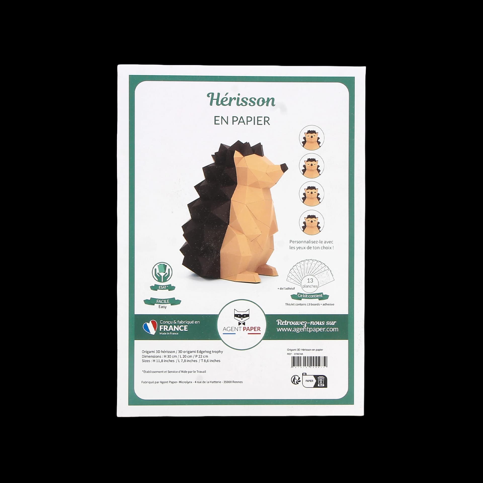 Packaging de Hérisson en papier 3D