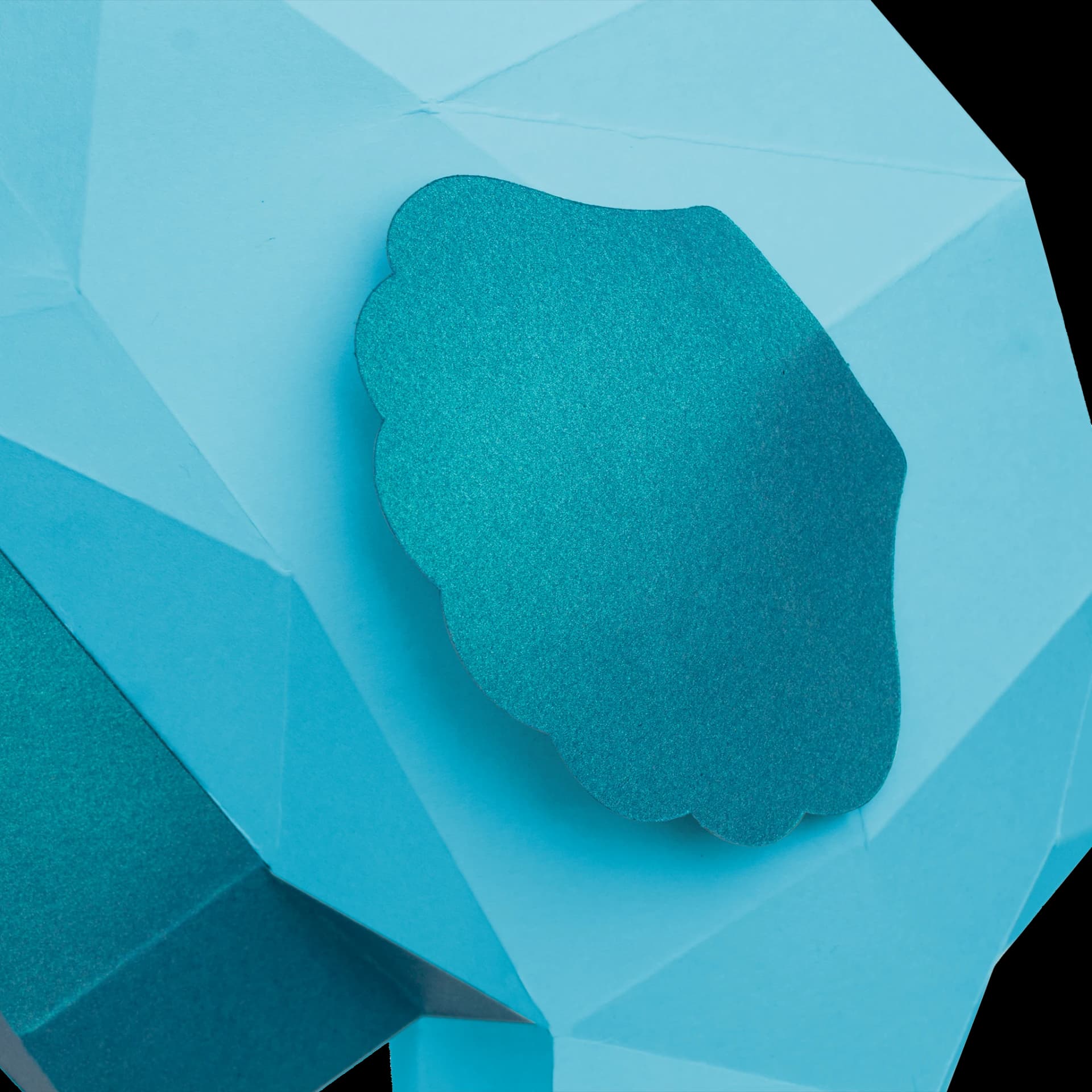 Hippocampe en papier 3D Bleu zommé sur un détails