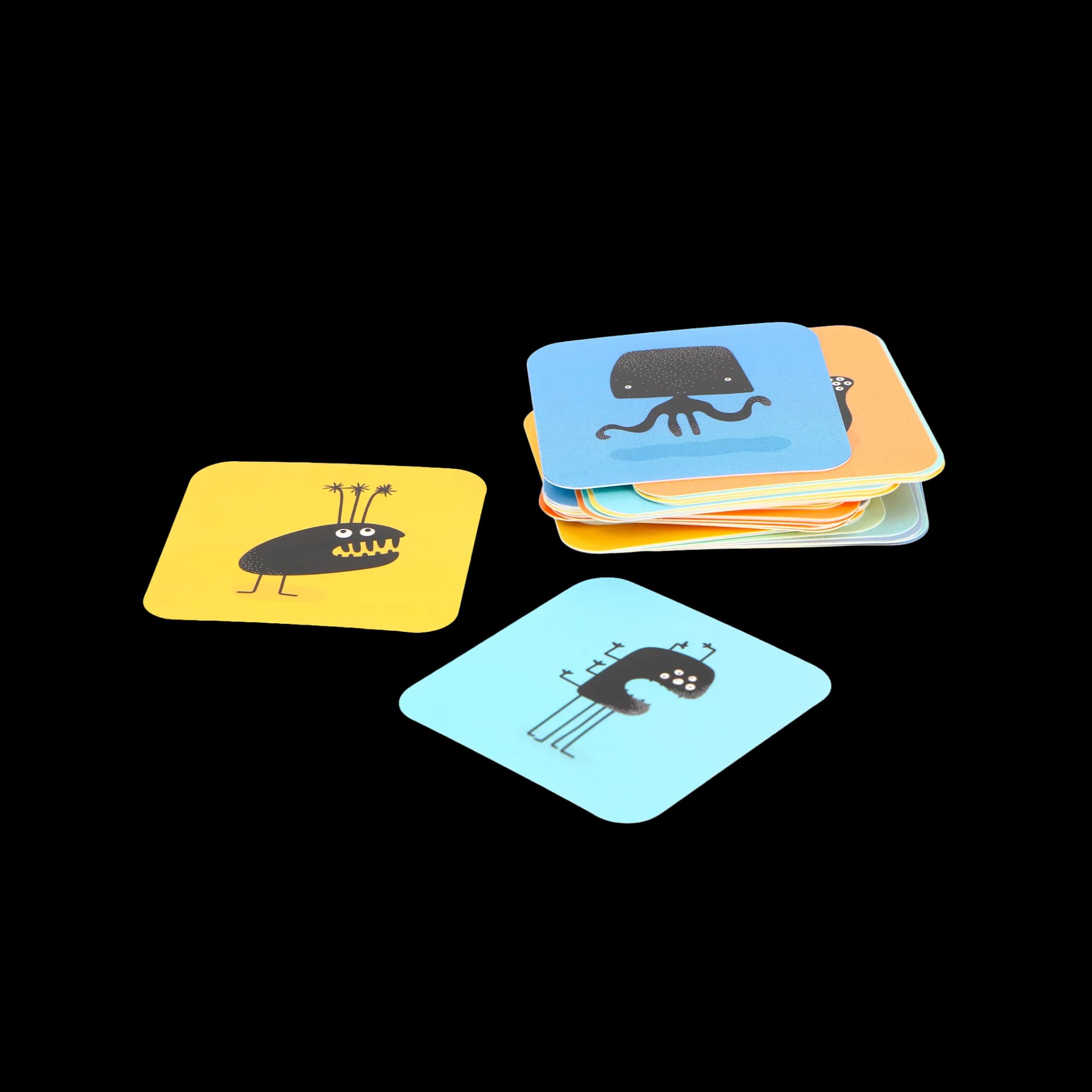 Jeu memory Les petits monstres devant des cartes