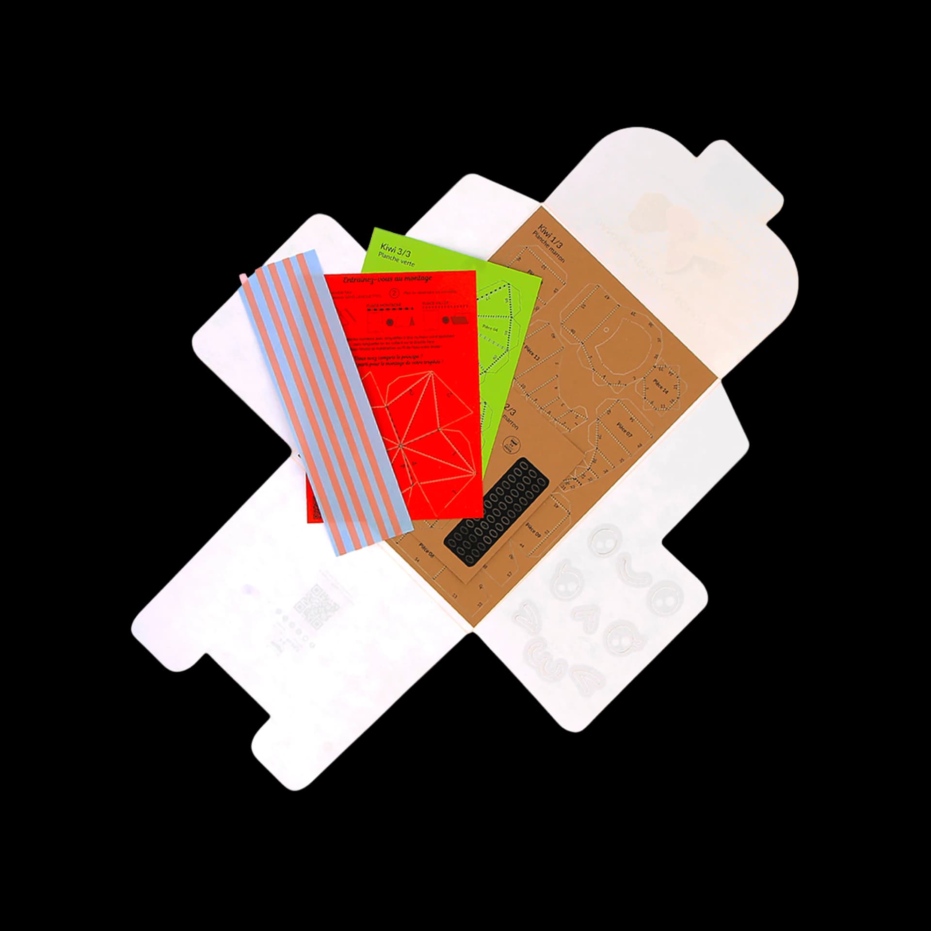 Contenu du kit du Kiwi en papier