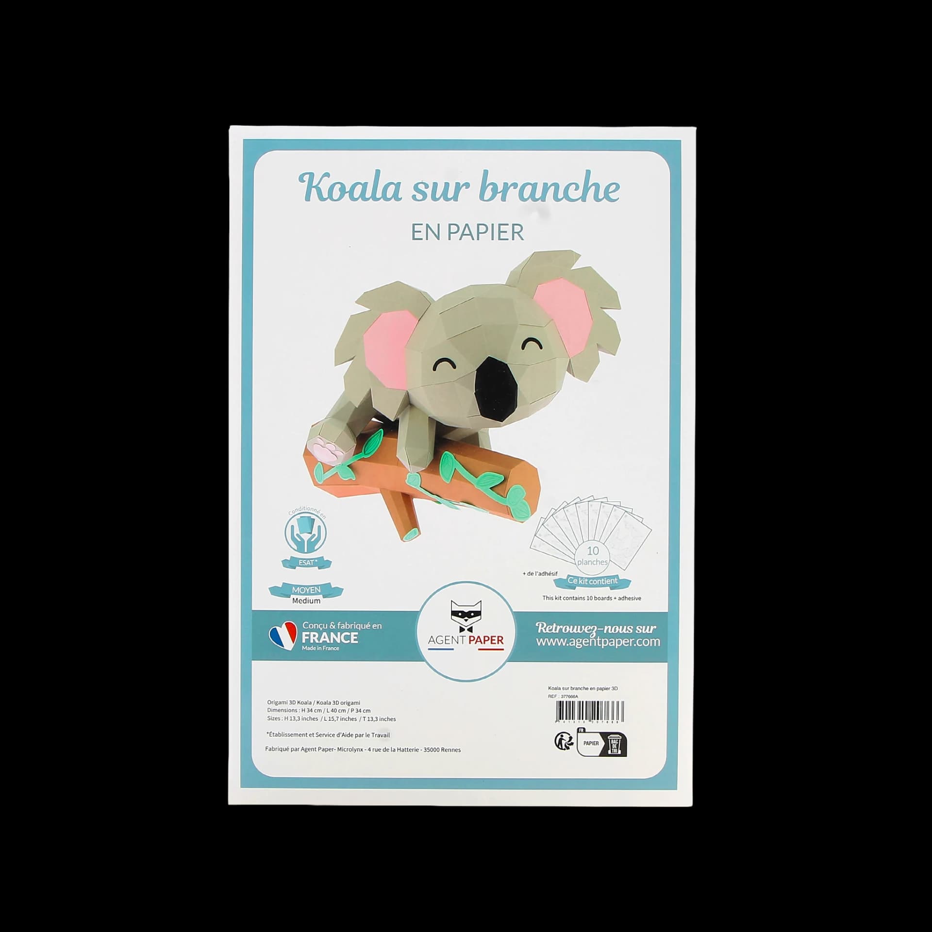 Packaging de Koala sur branche en papier 3D Gris