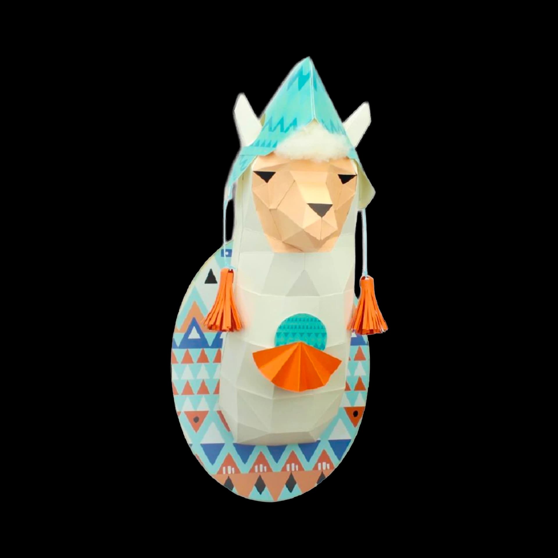 Décoration origami 3D en papier de vieux lama
