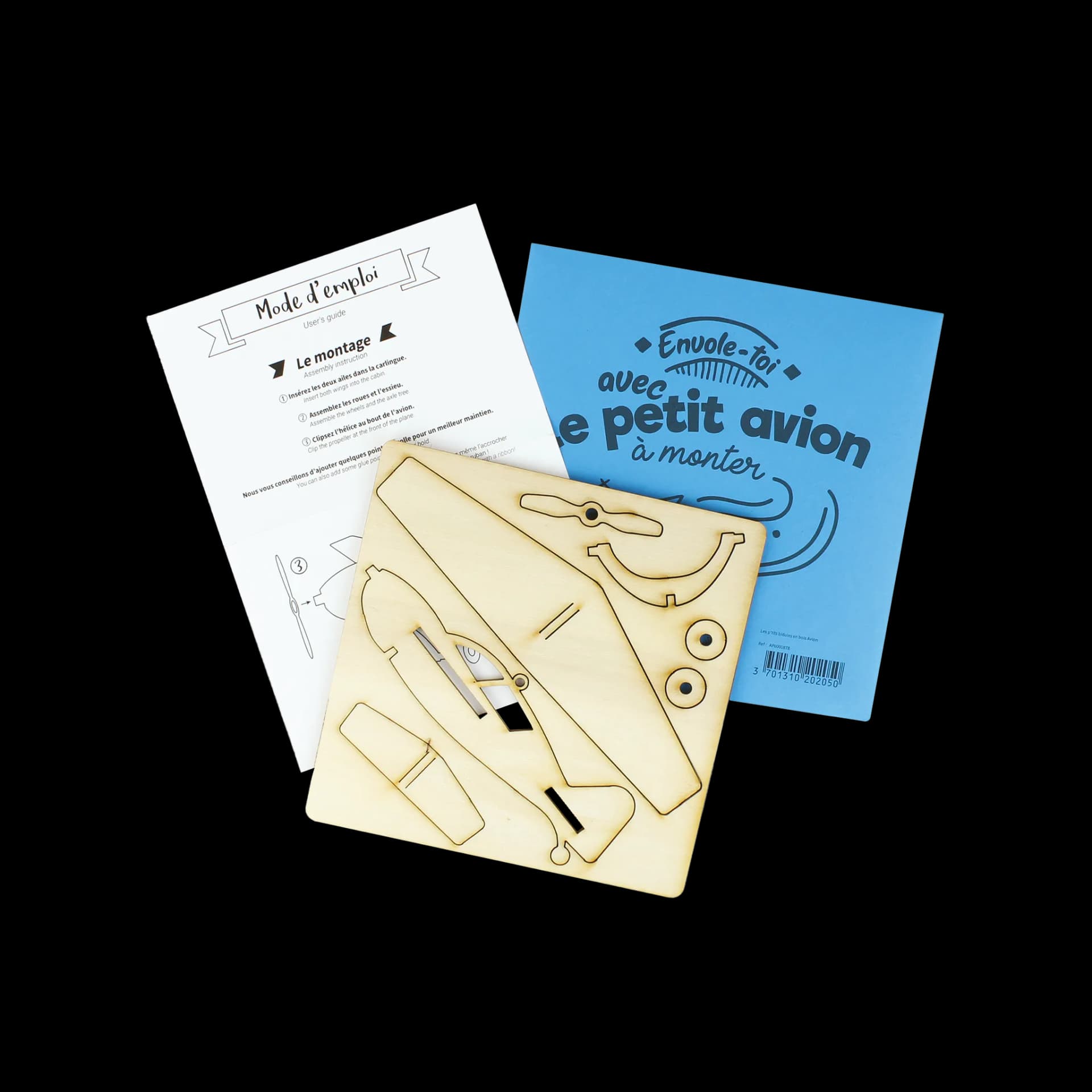 Packaging ouvert de les p'tits bidules en bois Avion