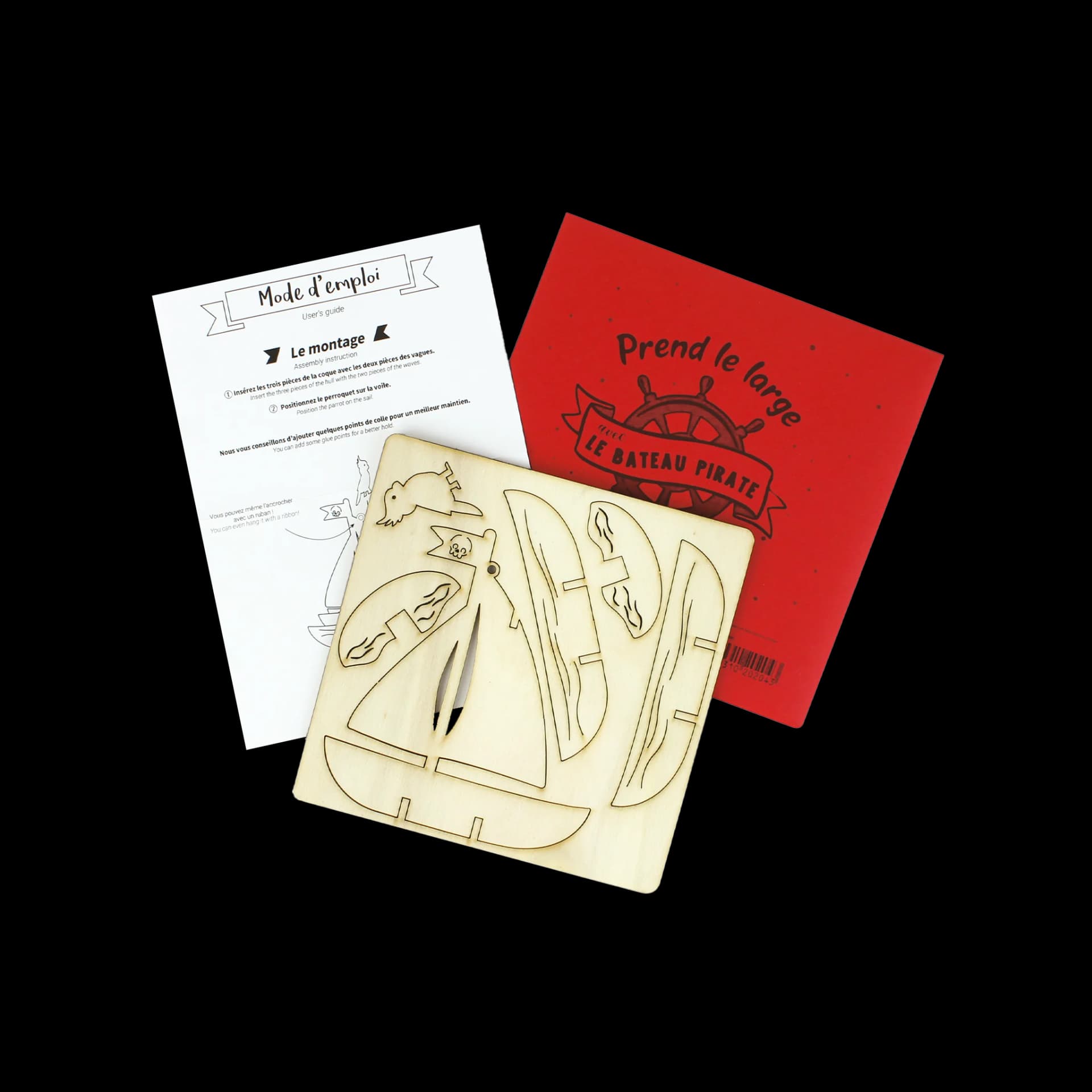 Packaging ouvert de les p'tits bidules en bois Bateau pirate