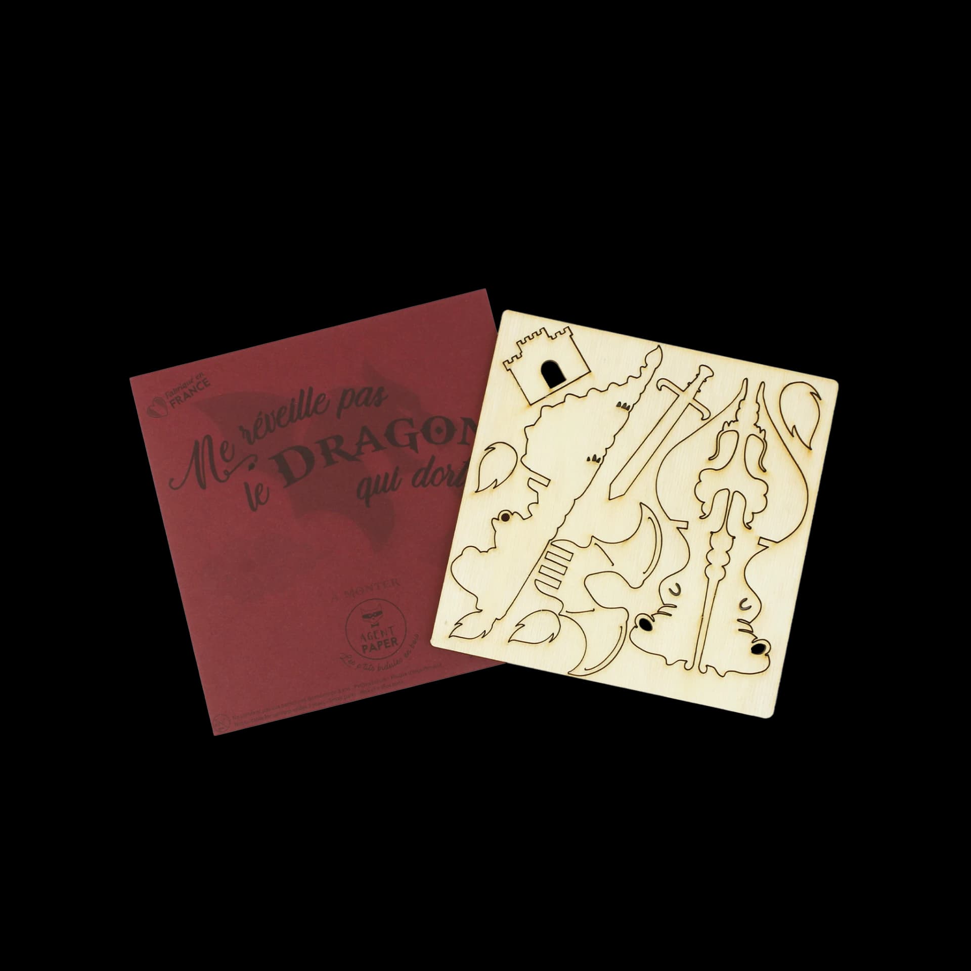 Packaging ouvert de les p'tits bidules en bois Dragon