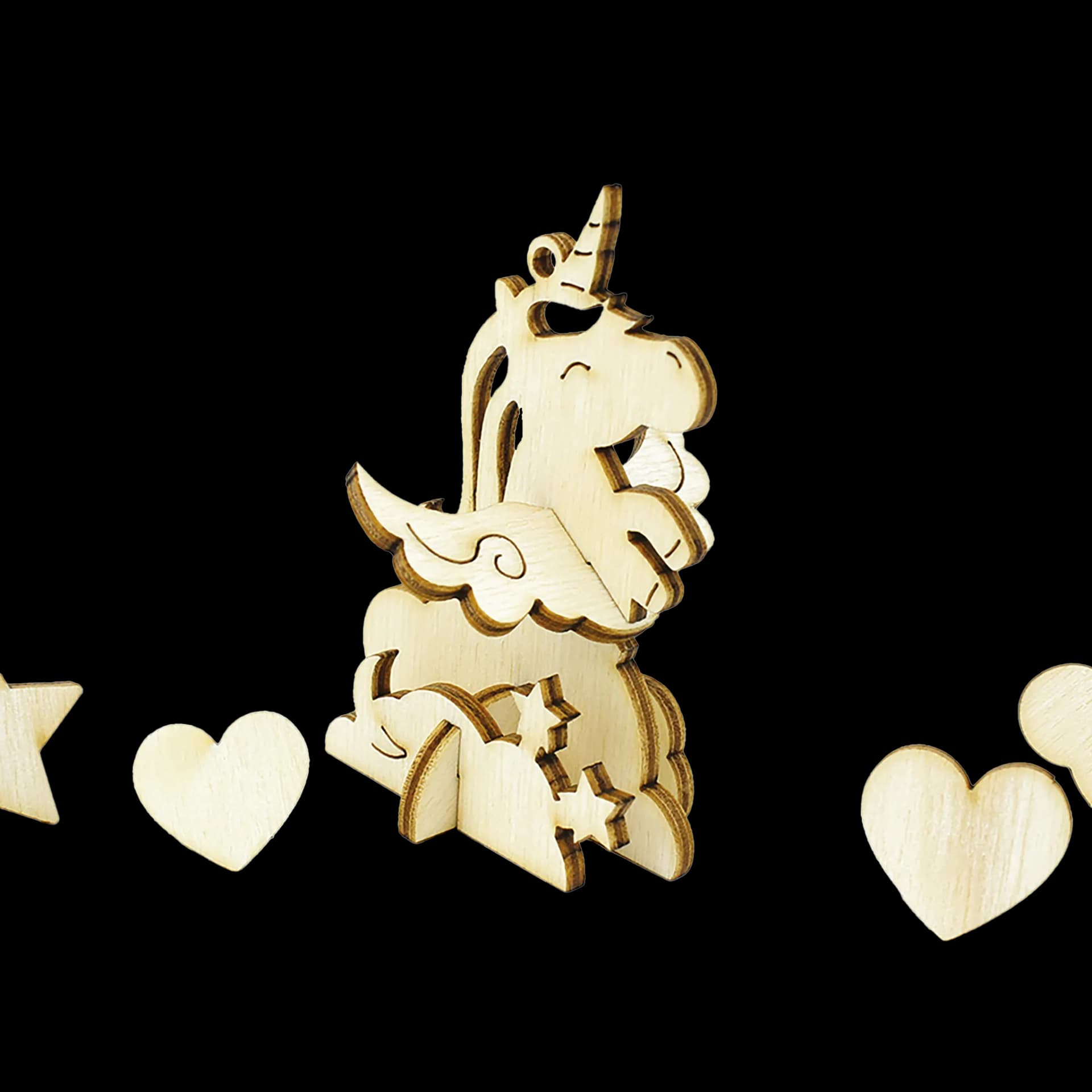 Décoration les p'tits bidules en bois Licorne nuages zoom sur le produit