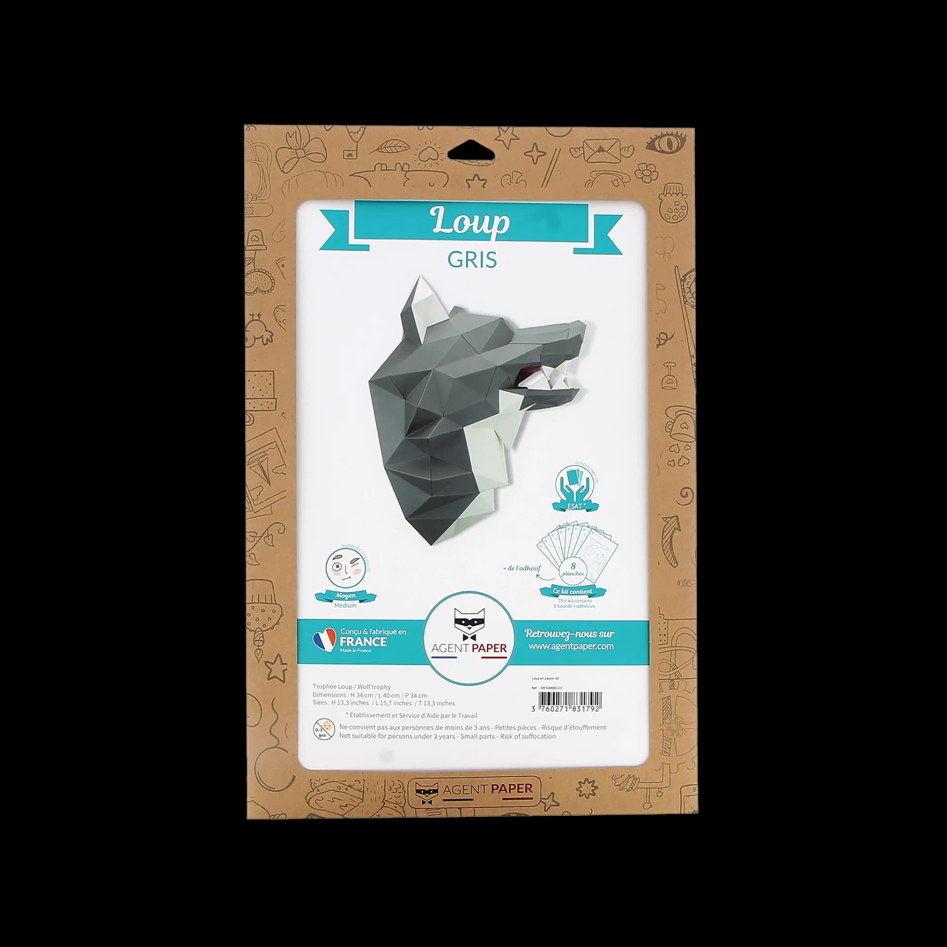 Packaging fermé de Loup en papier