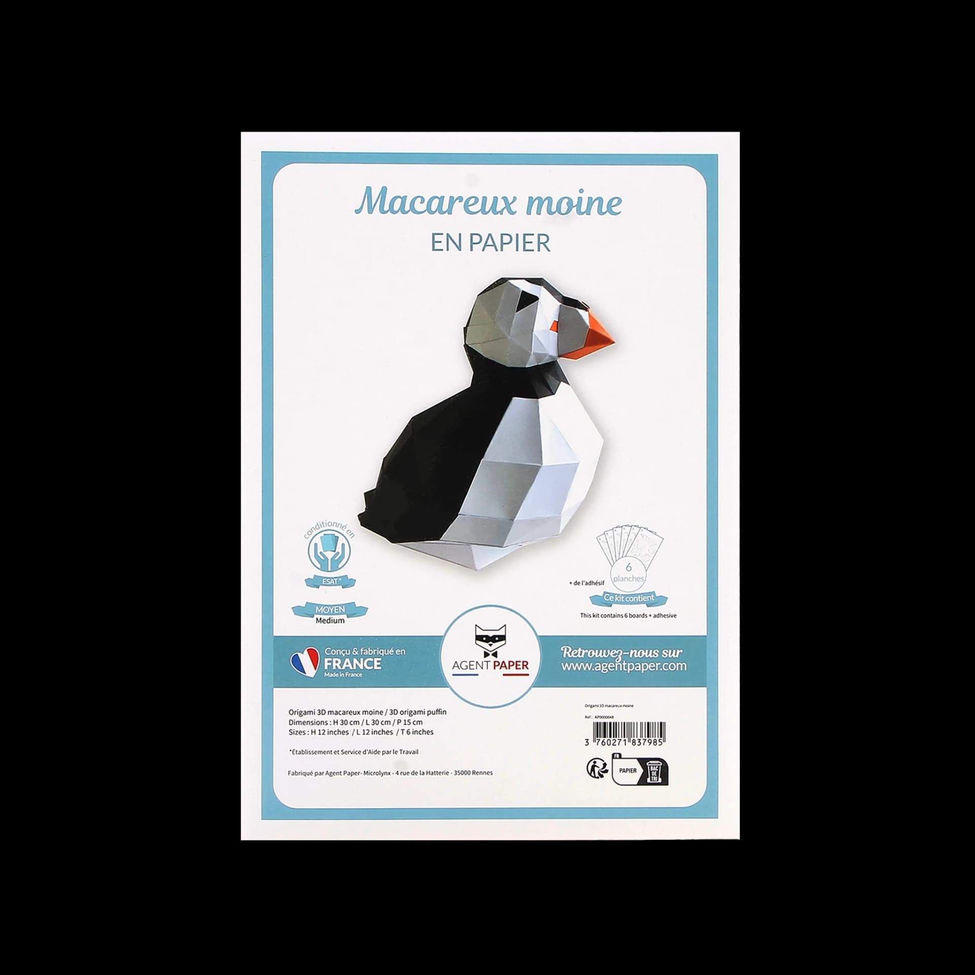 Packaging fermé de Macareux en papier