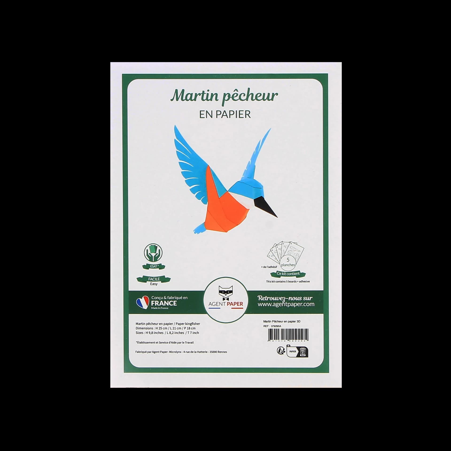 Packaging fermé de Martin Pêcheur en papier