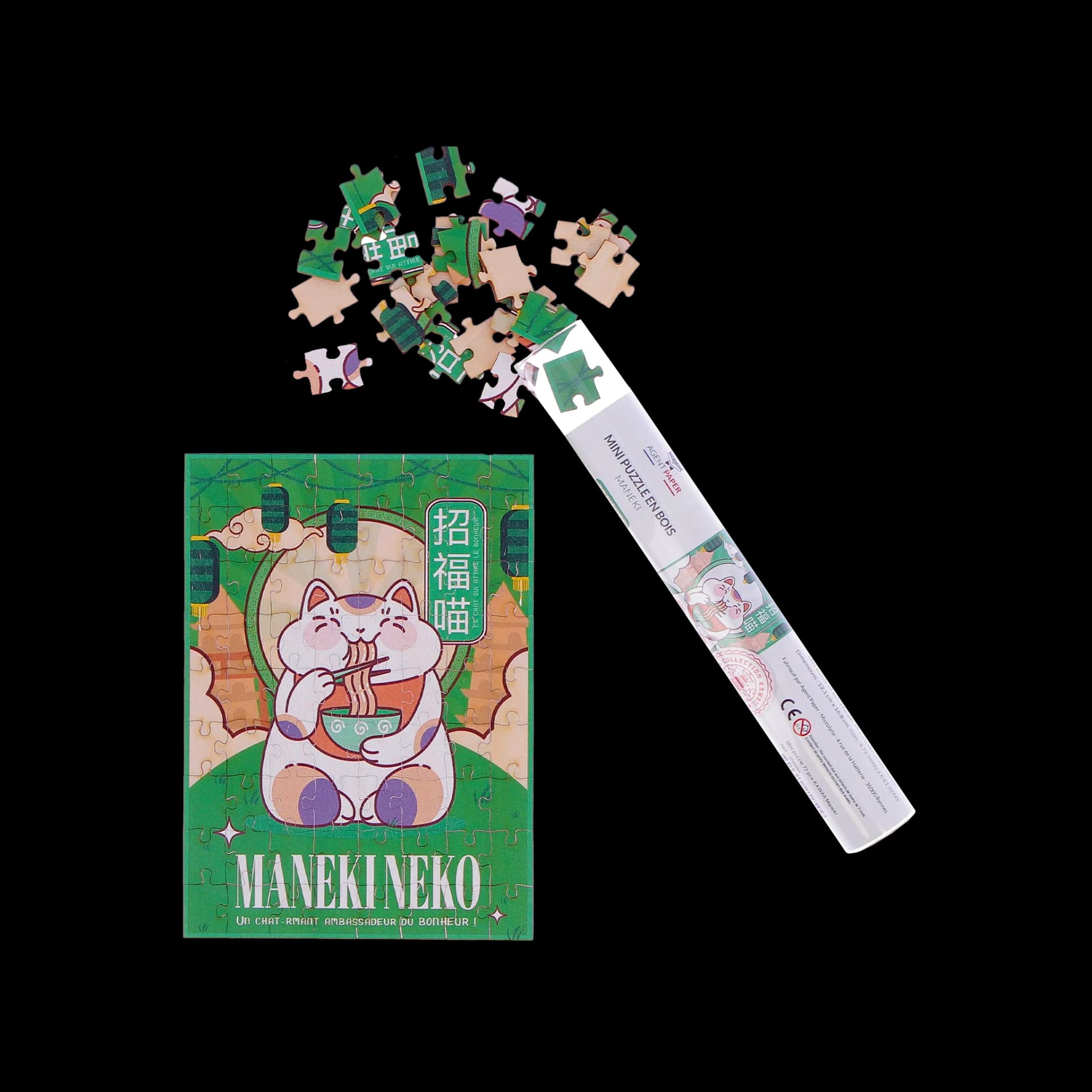 Mini Puzzle 72 pcs Maneki Neko tube ouvert