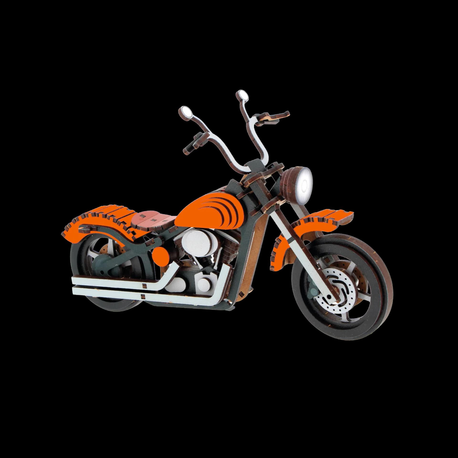Moto en bois personnalisée Orange