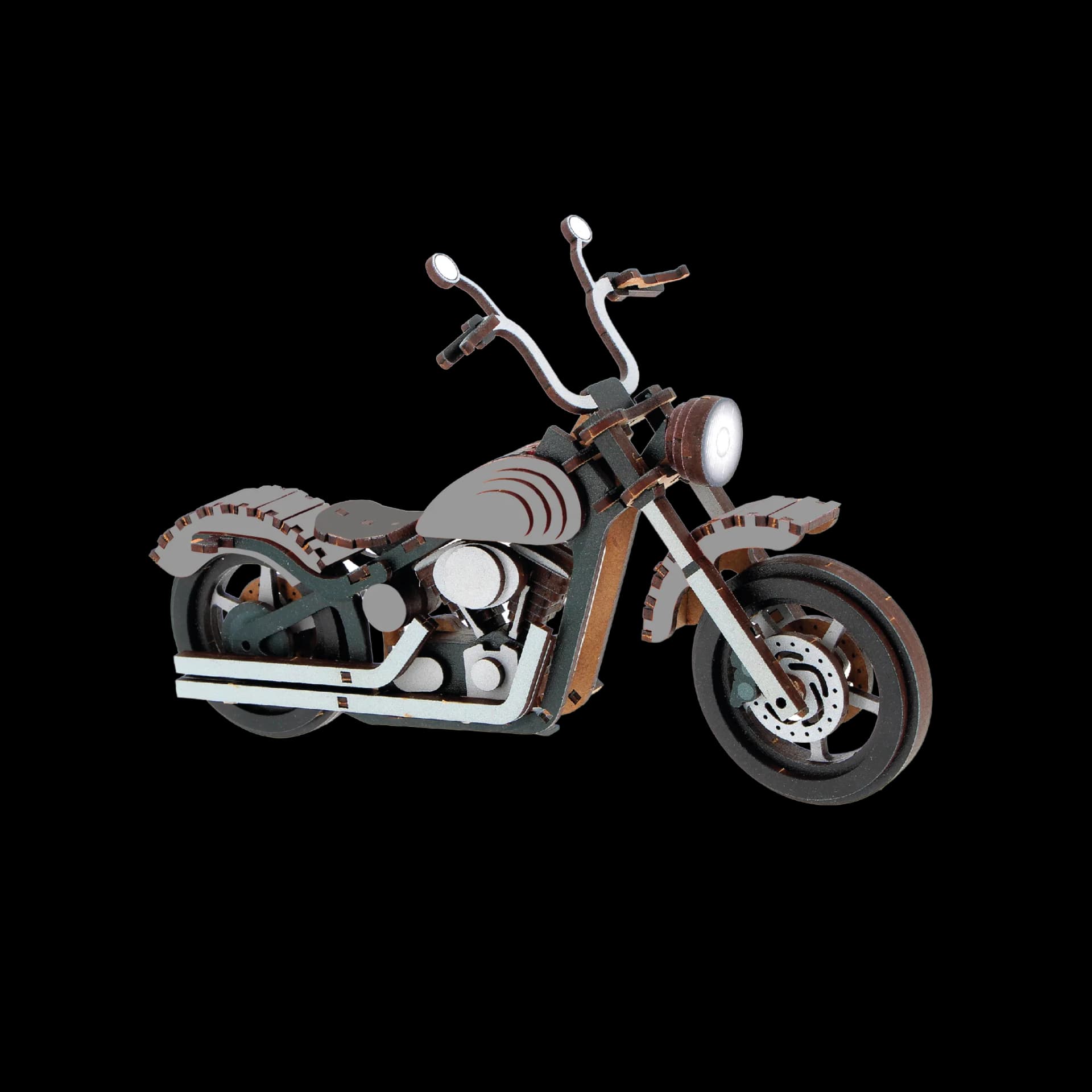 Moto en bois personnalisée Gris