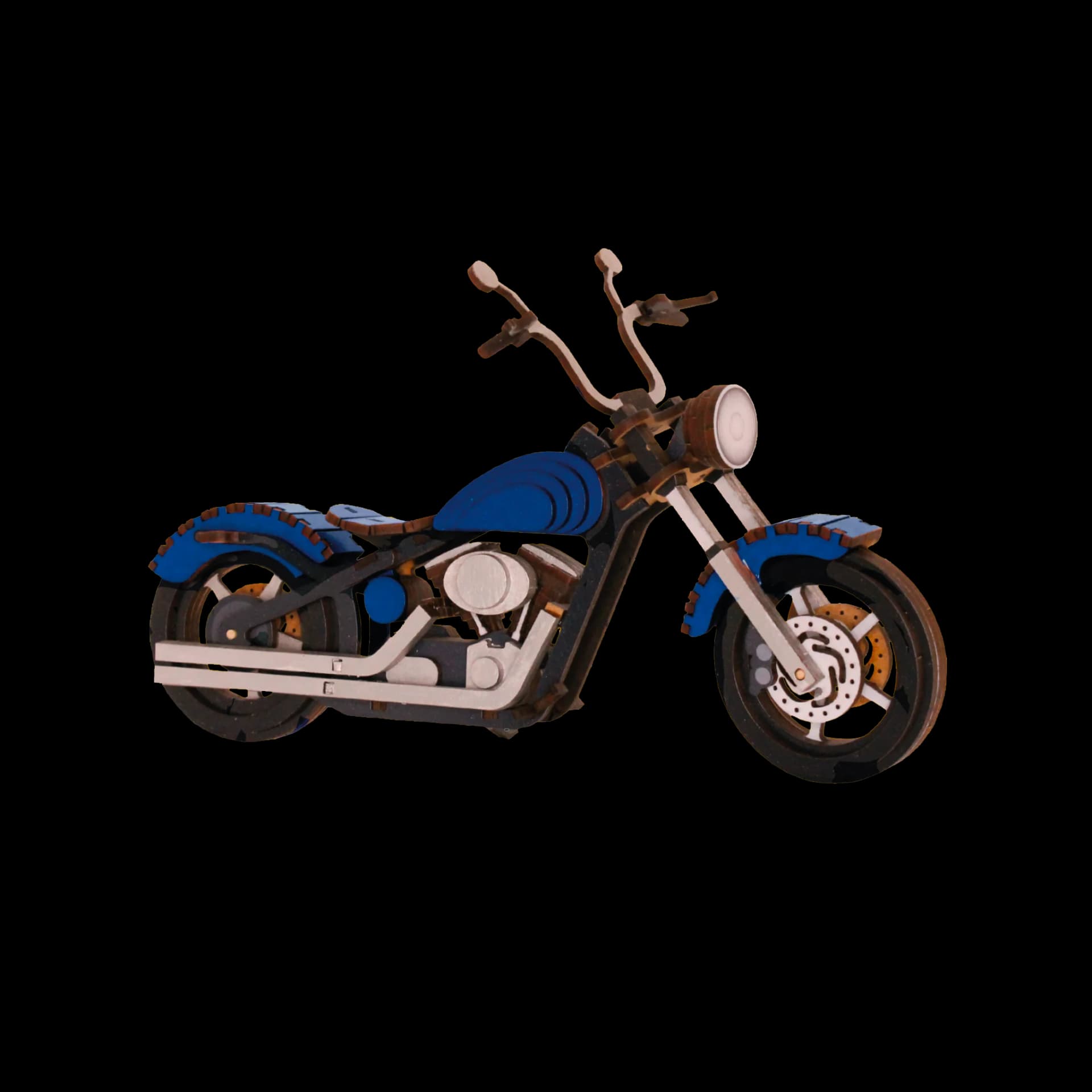 Moto en bois personnalisée Bleu