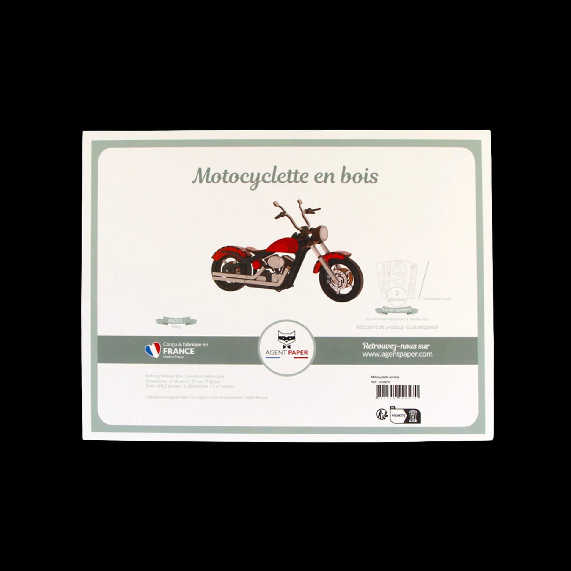 Packaging de Motocyclette en bois rouge