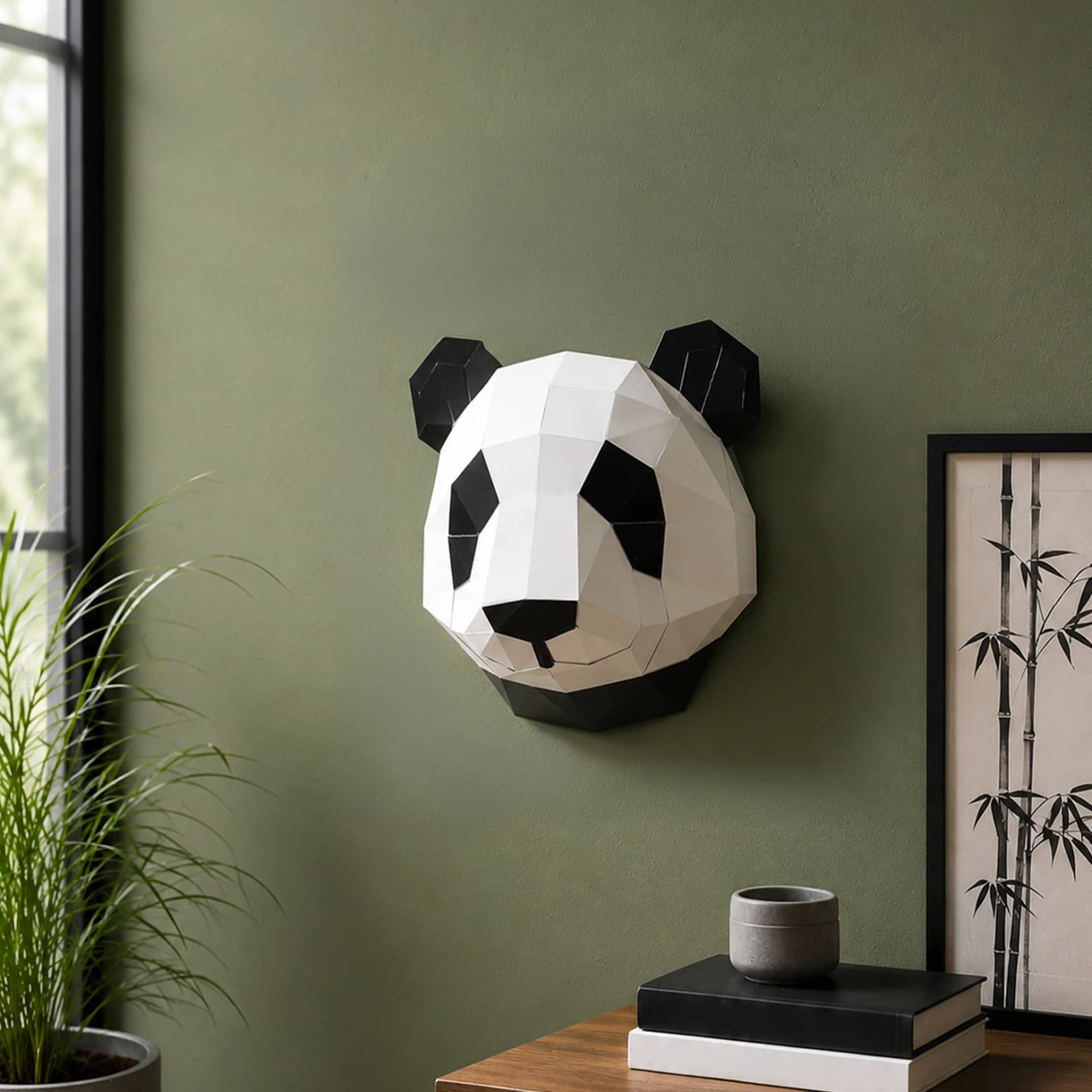 Panda en papier 3d en situation