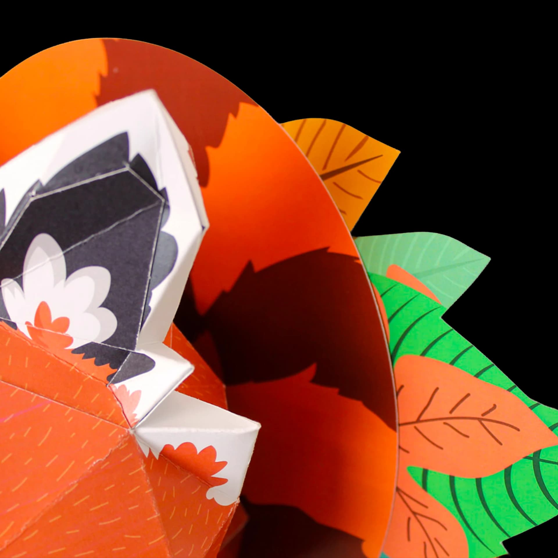Zoom sur le panda roux en papier 3D
