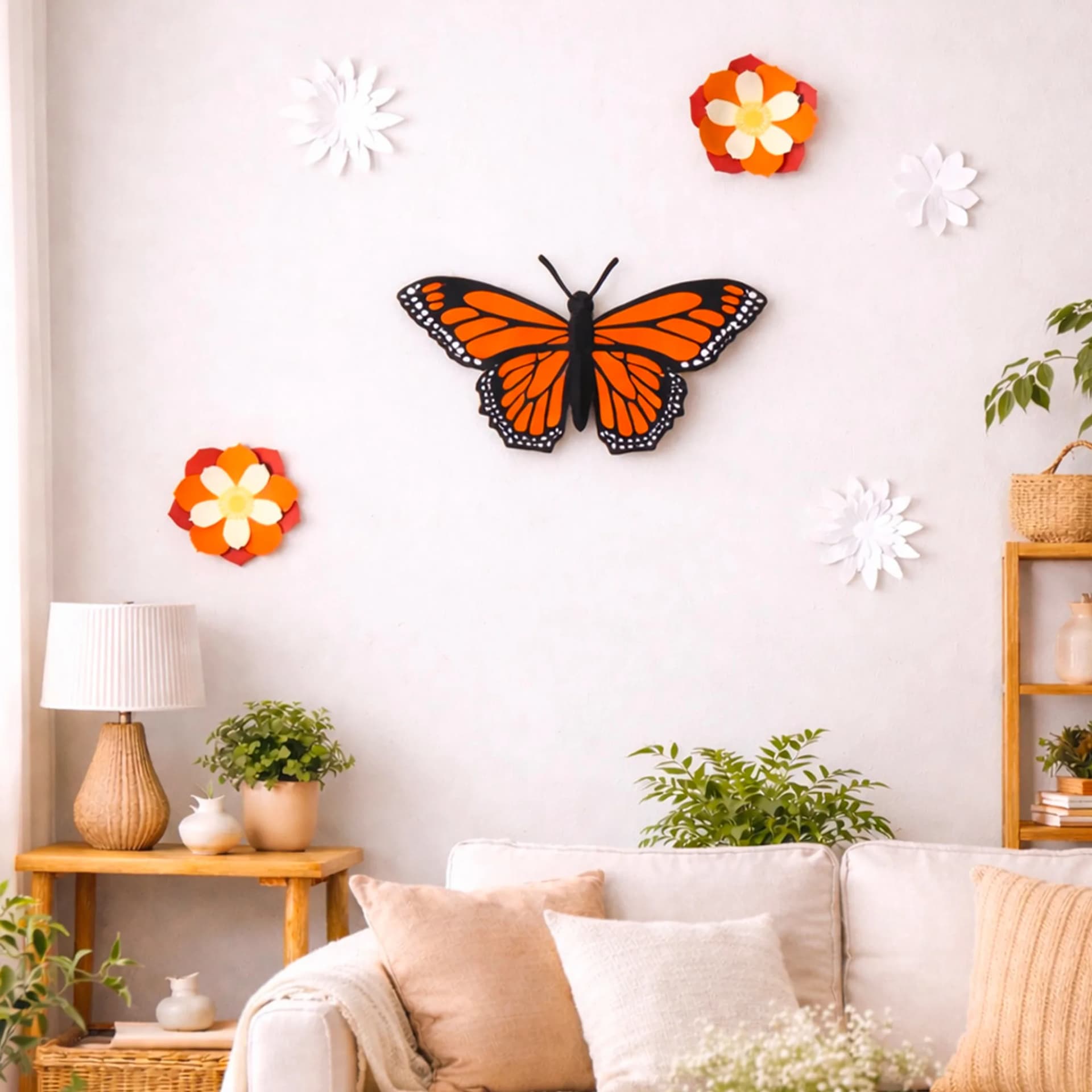 Papillon en papier Monarque en situation