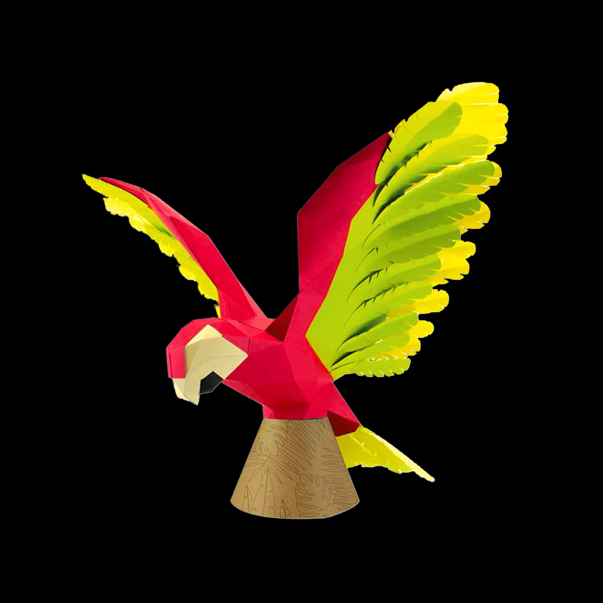 Perroquet en papier 3D Vert et rouge