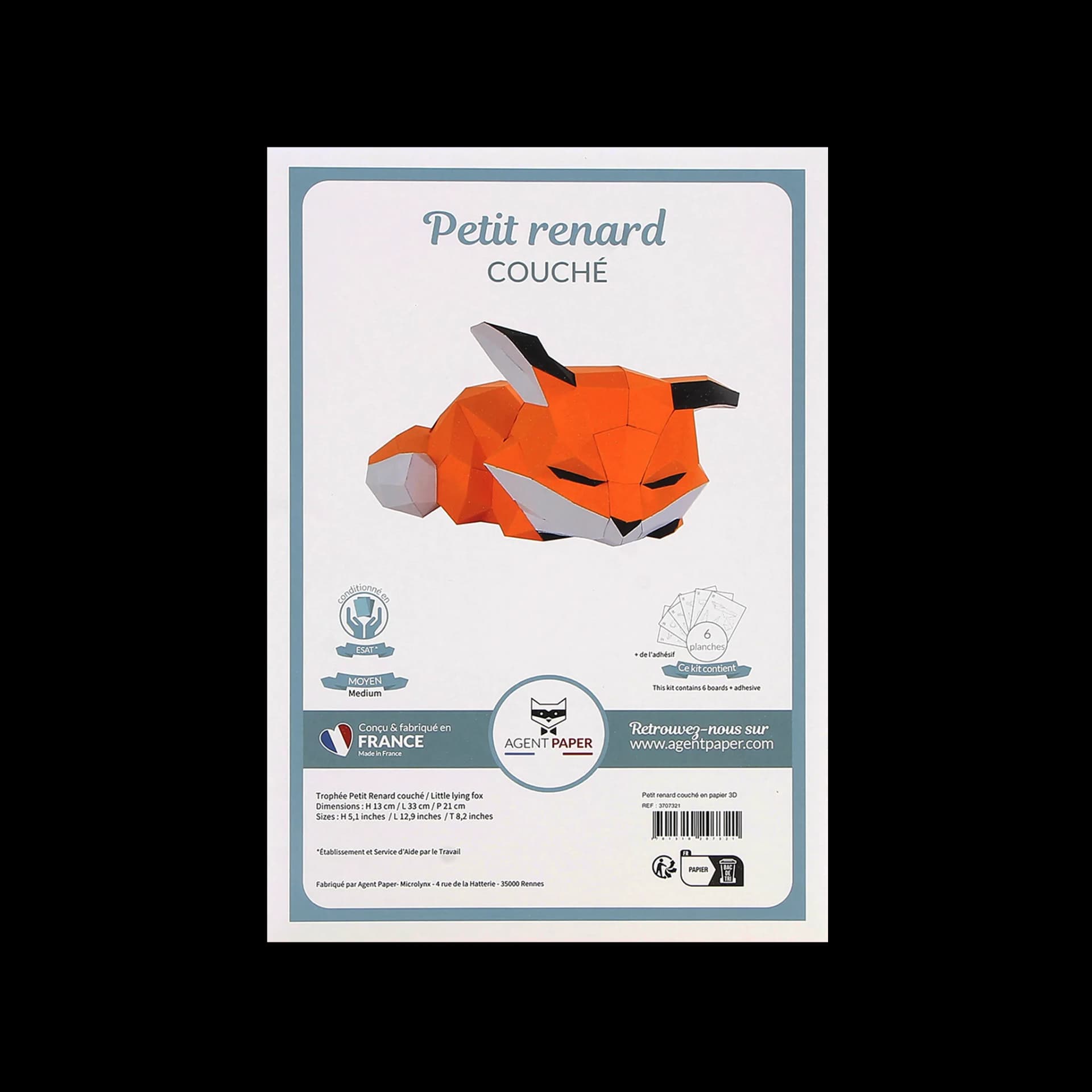 Packaging fermé de Petit renard couché en papier