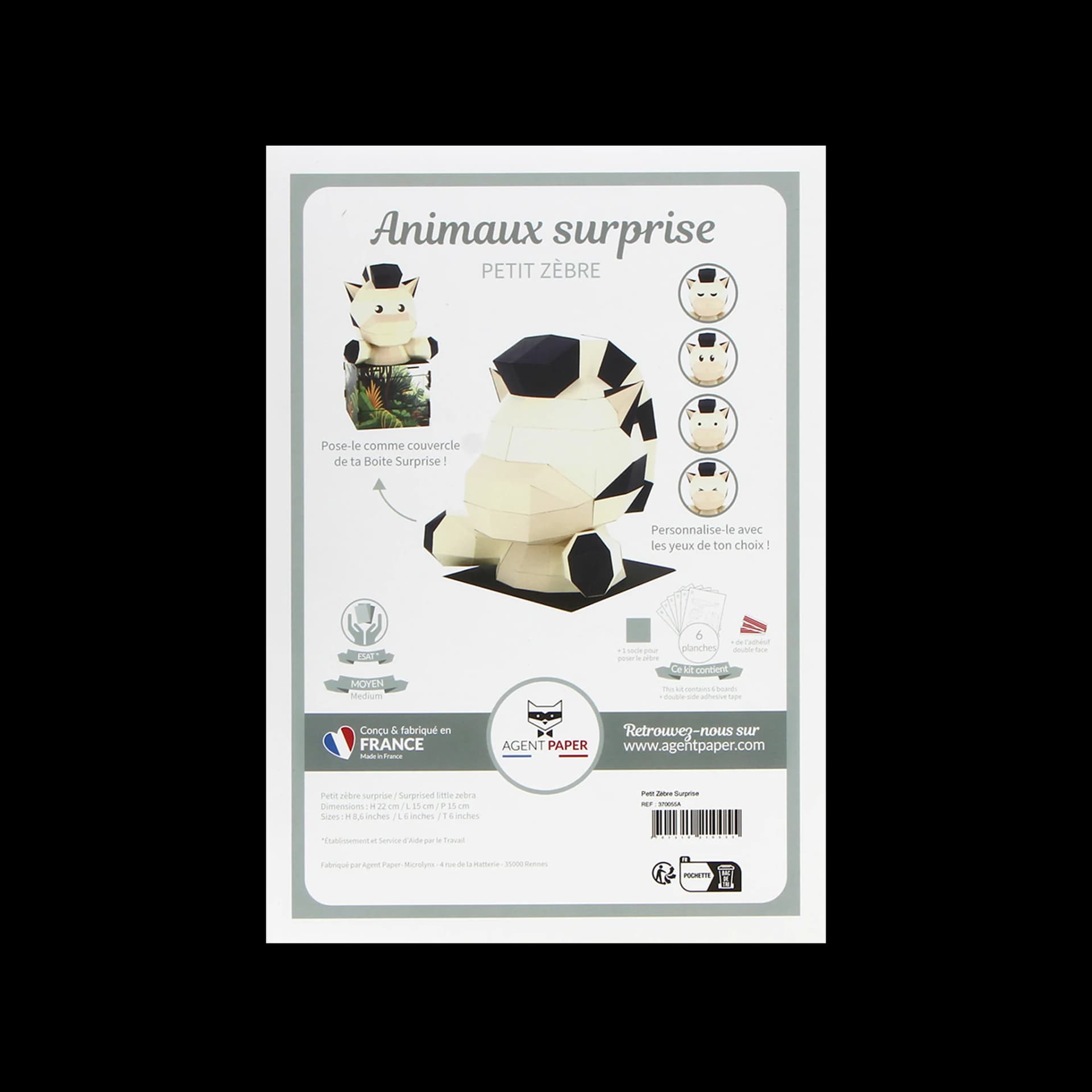 Packaging fermé de Petit Zèbre Surprise